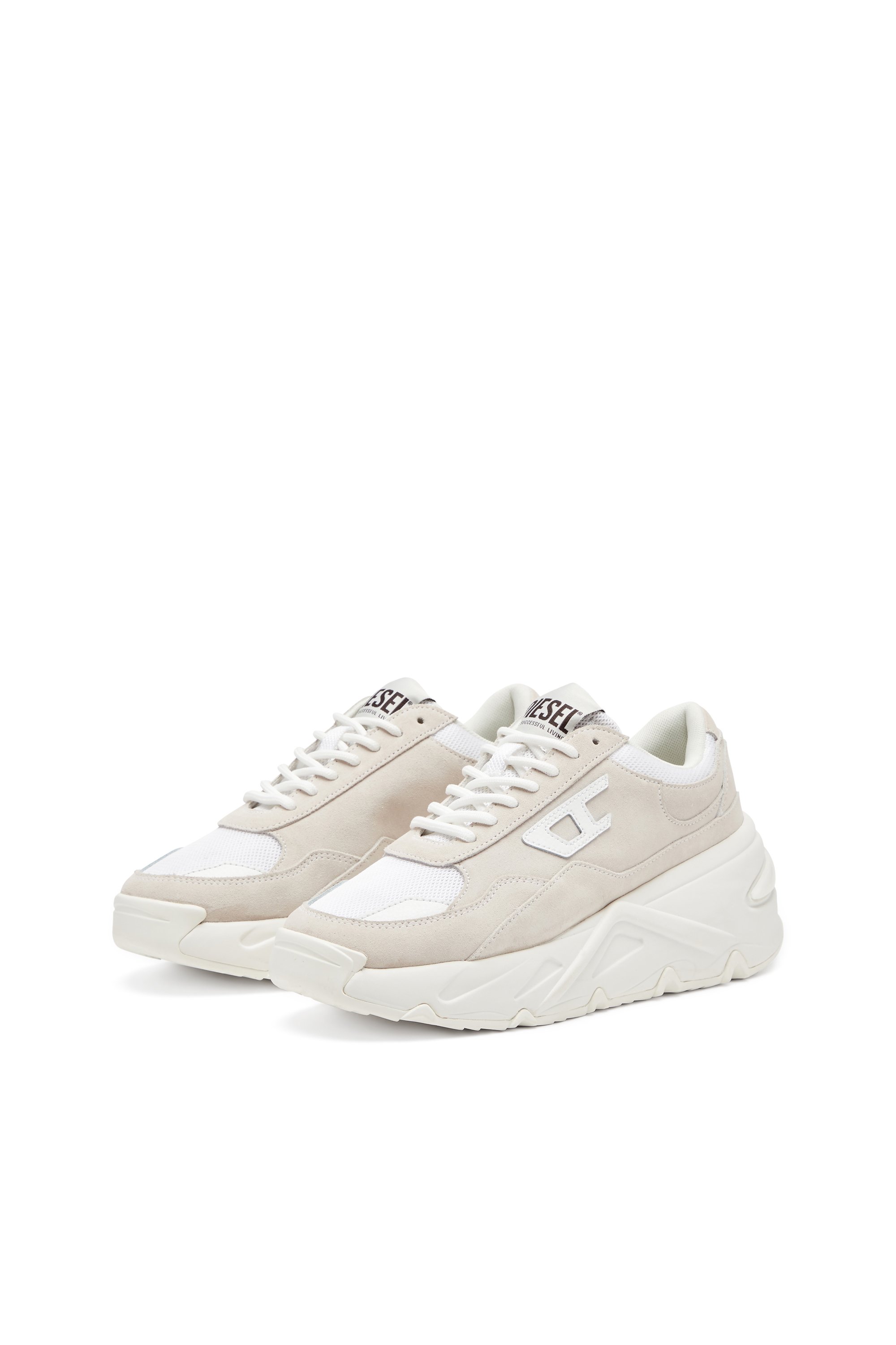 Diesel - S-SAVANNAH W, Woman's Platform sneakers in suede and mesh in White - 8