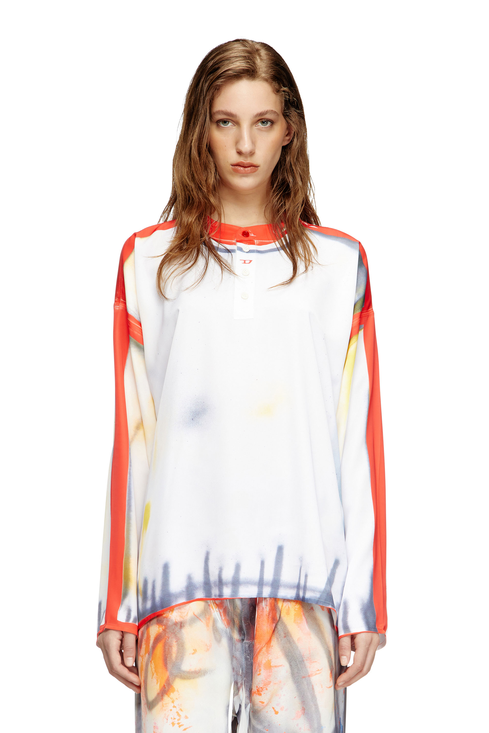 Diesel - T-OLAVI-A-SER-GRAFFITI-USA, Unisex's Henley top with graffiti print in Red/White - 5