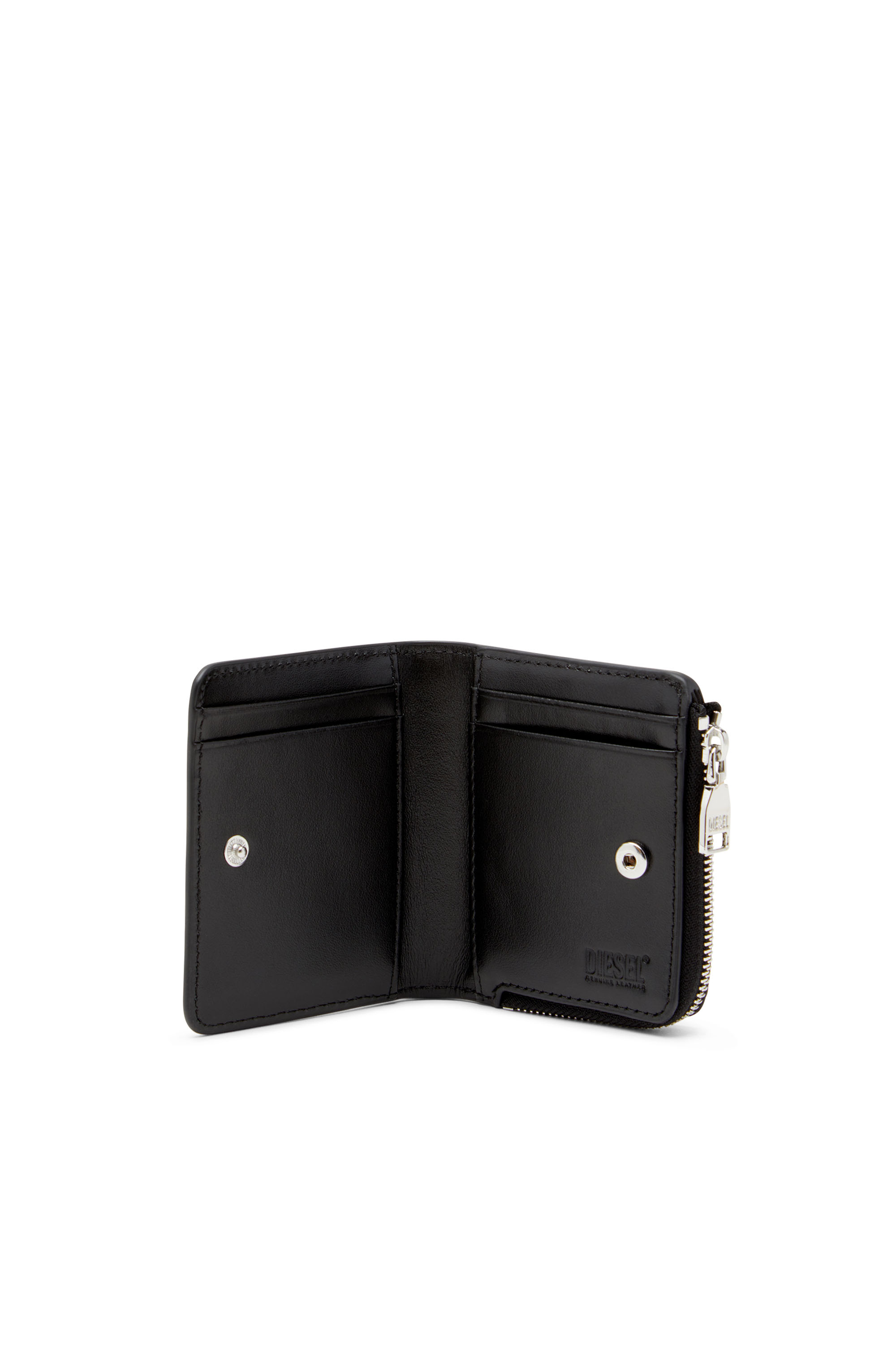 Diesel - PC MONOGRAM CARD HOLDER ZIP L, Man's Embossed leather card holder in Black - 3