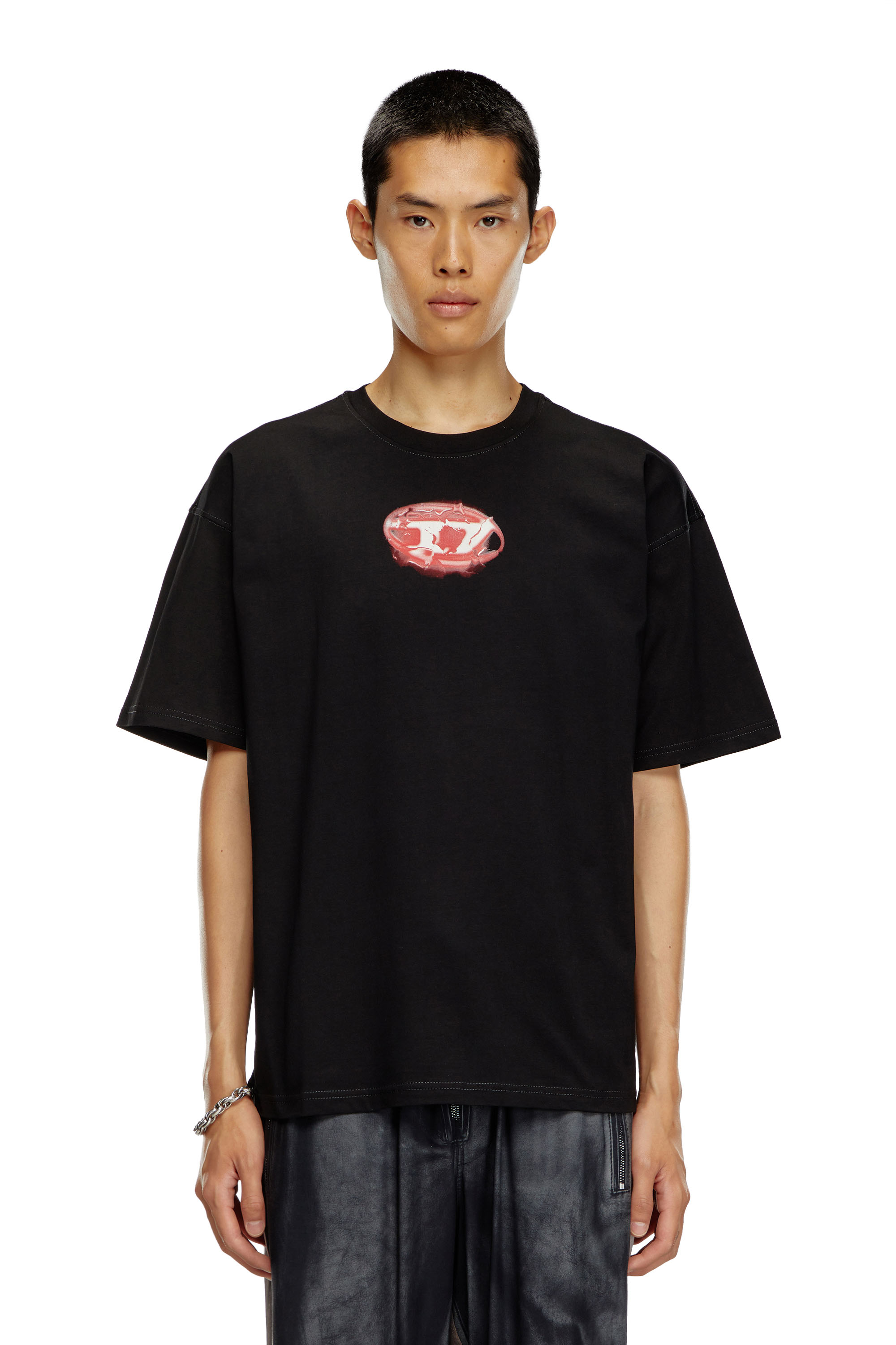 Diesel - T-BOXT-K3, Man's T-shirt with glowing-effect logo in Black - 5