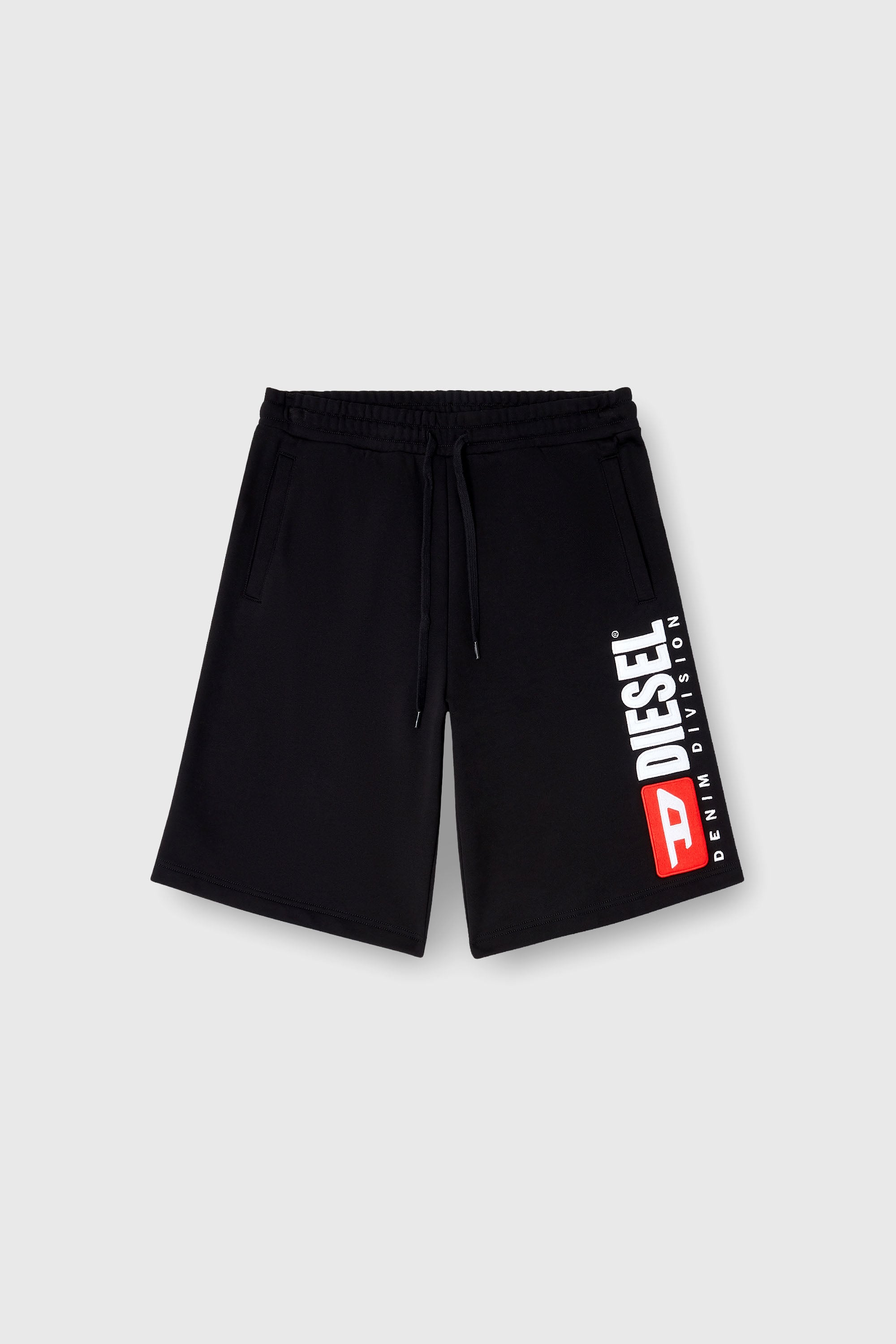 Diesel - P-CROW-DIV, Man's Fleece shorts with maxi logo patch in Black - 1