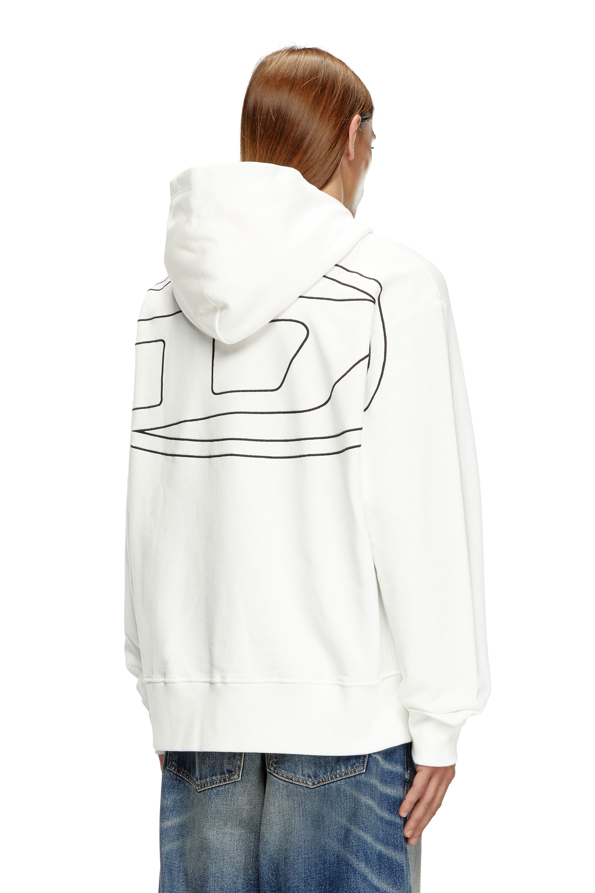 Diesel - S-MACS-HOOD-MEGOVAL-D, Man's Hoodie with logo embroidery in White - 1