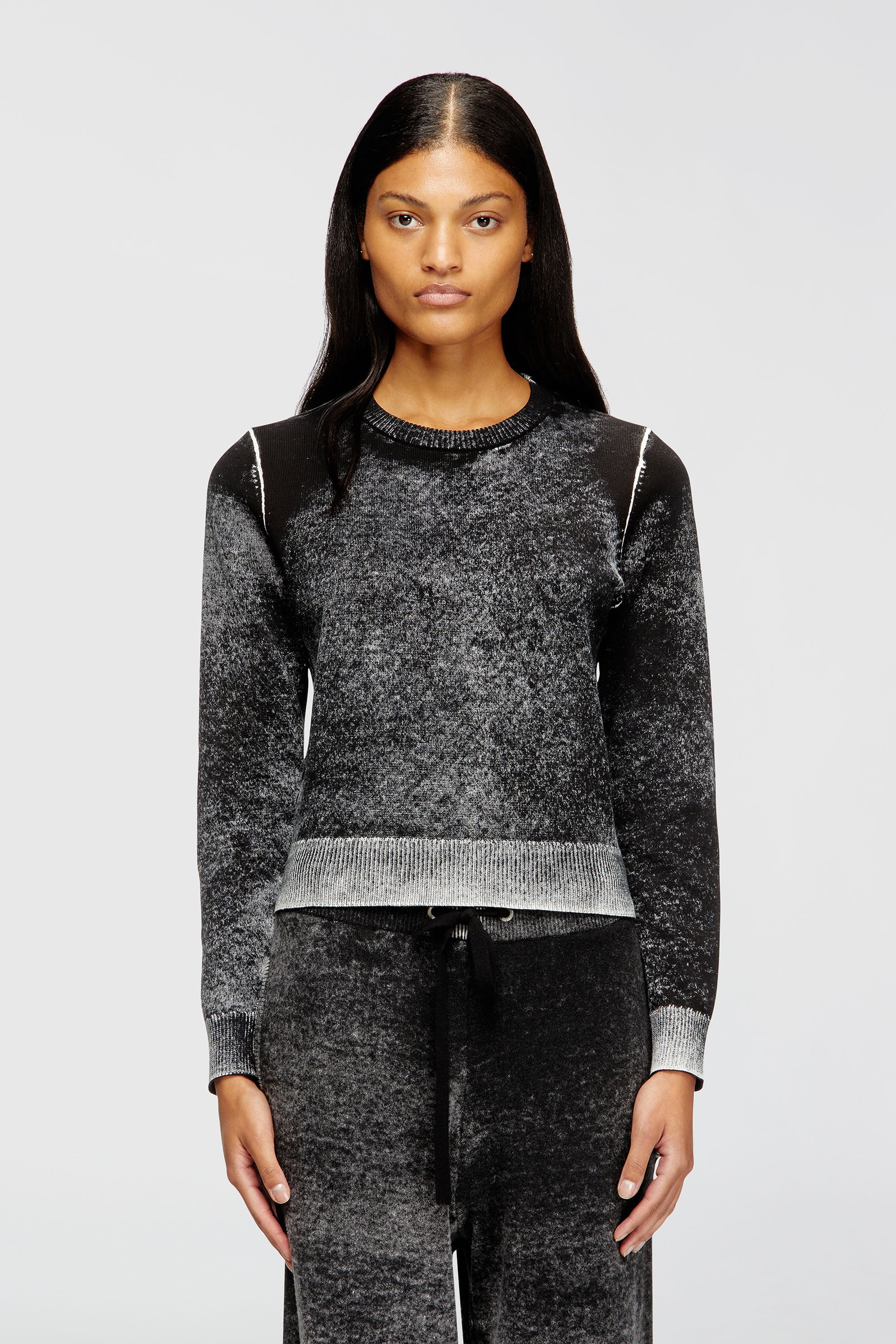 Diesel - M-LOVRE, Woman's Jumper with faded reverse print in Grey/Black - 2