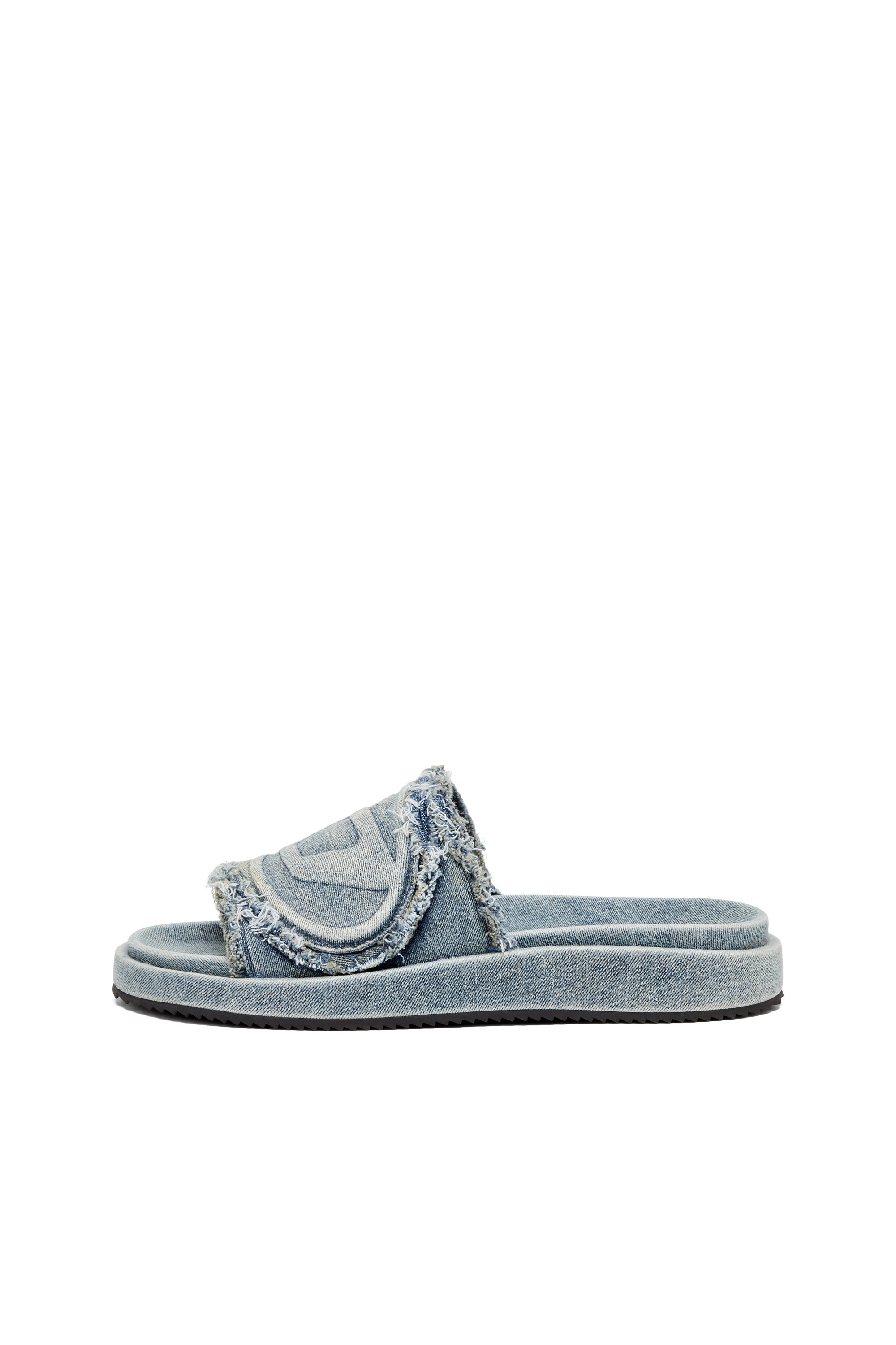 Diesel - SA-SLIDE D OVAL, Unisex's Sa-Slide D-Distressed denim slides in Light Blue - 7