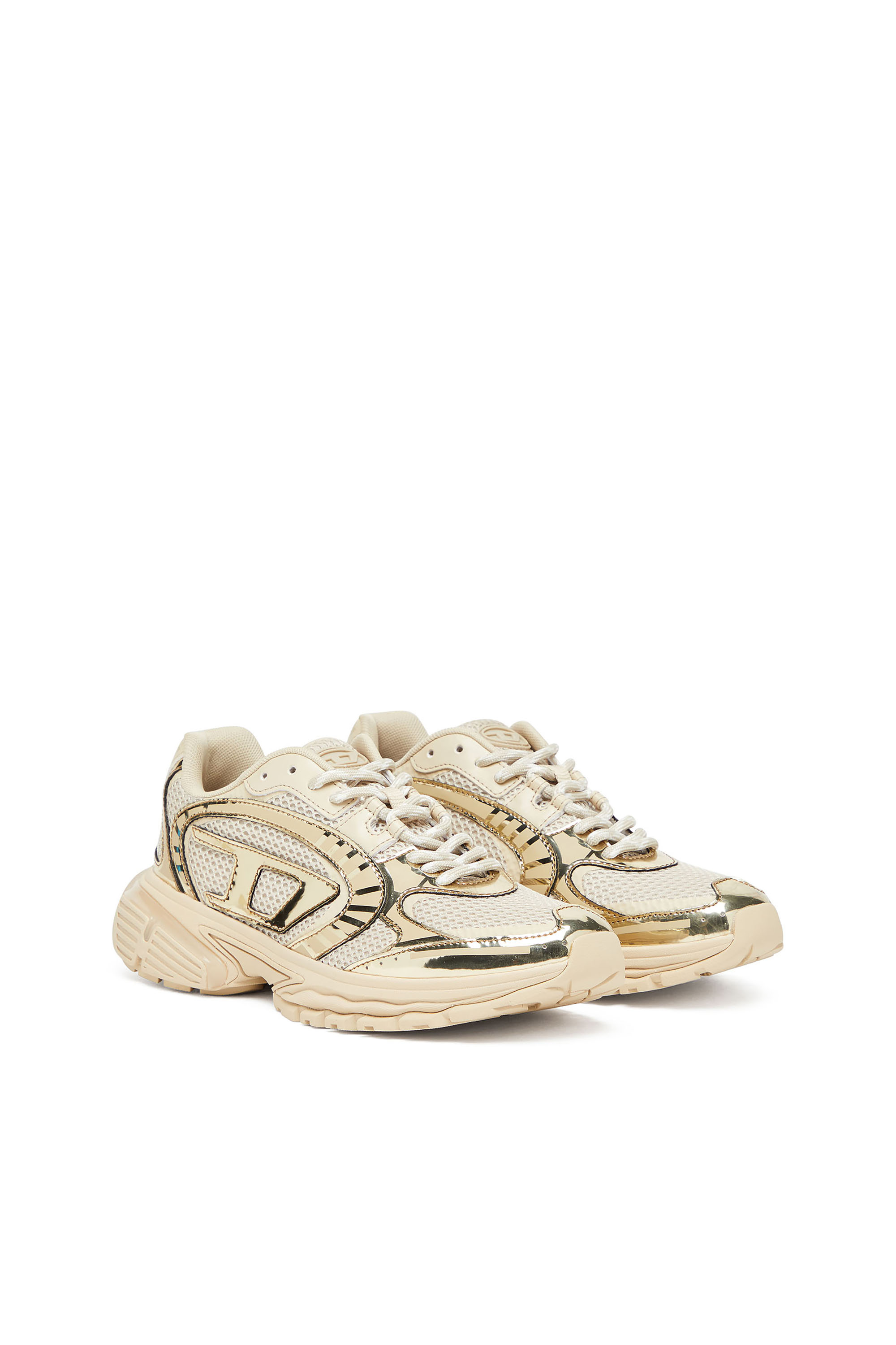 Diesel - S-PRO-V-DENSE LOW W, Woman's S-Pro-V-Dense-Metallic mesh sneakers with Oval D logo in Beige - 2