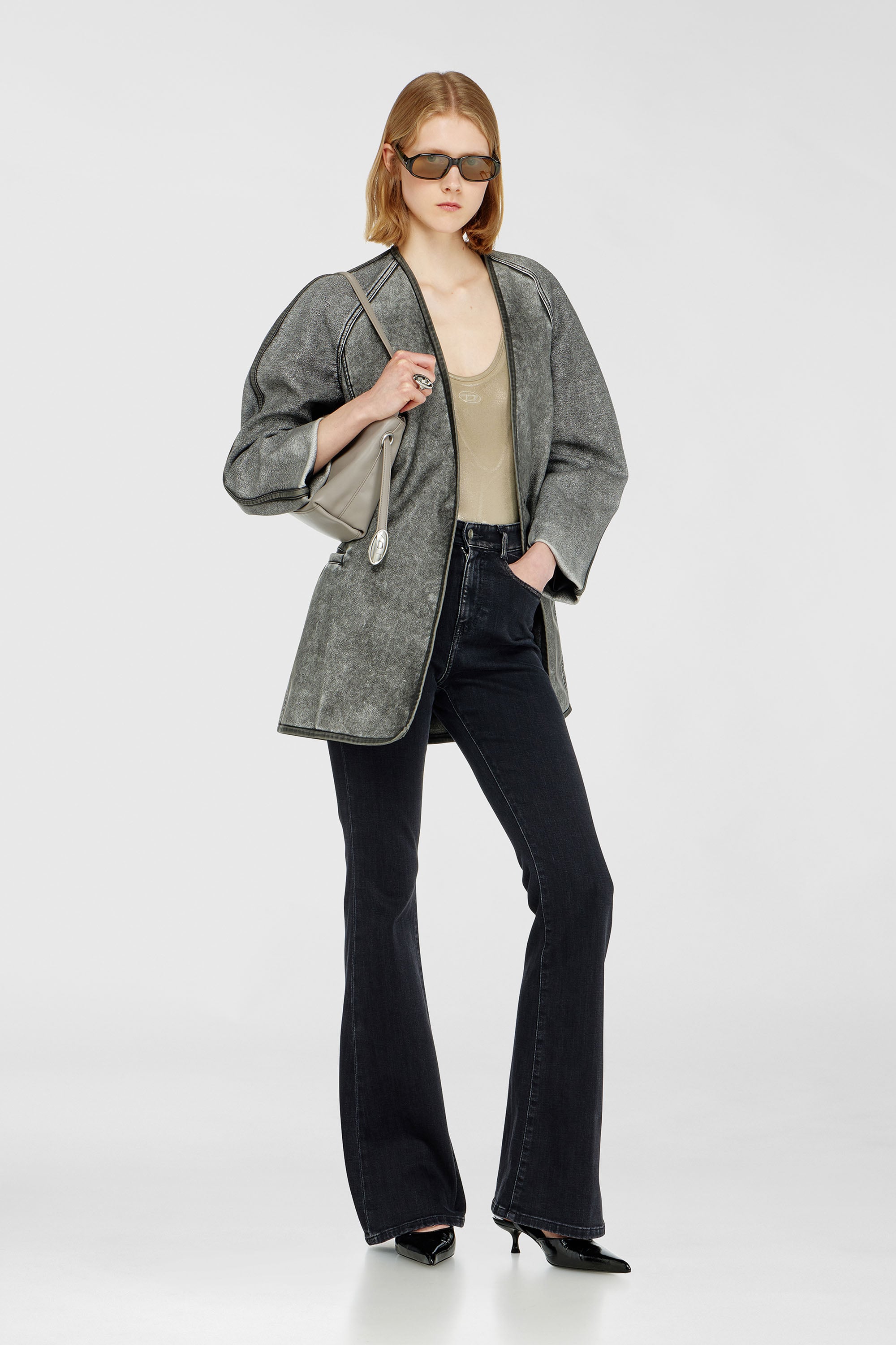 Diesel - G-ALAX, Woman's Cardigan jacket with cocoon sleeves in Grey - 2