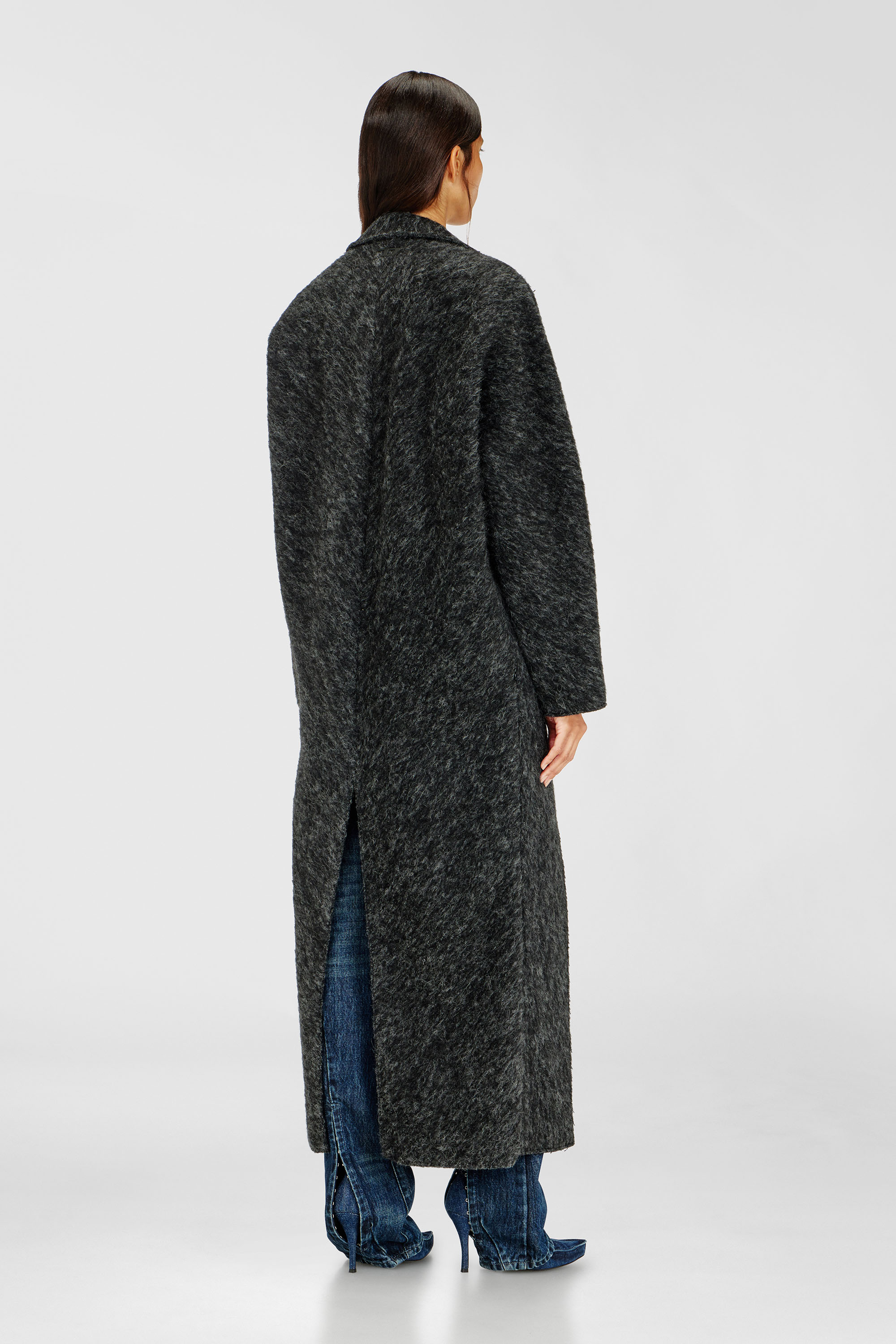 Diesel - W-SAYTA, Woman's Long coat in wool and alpaca blend in Dark grey - 4