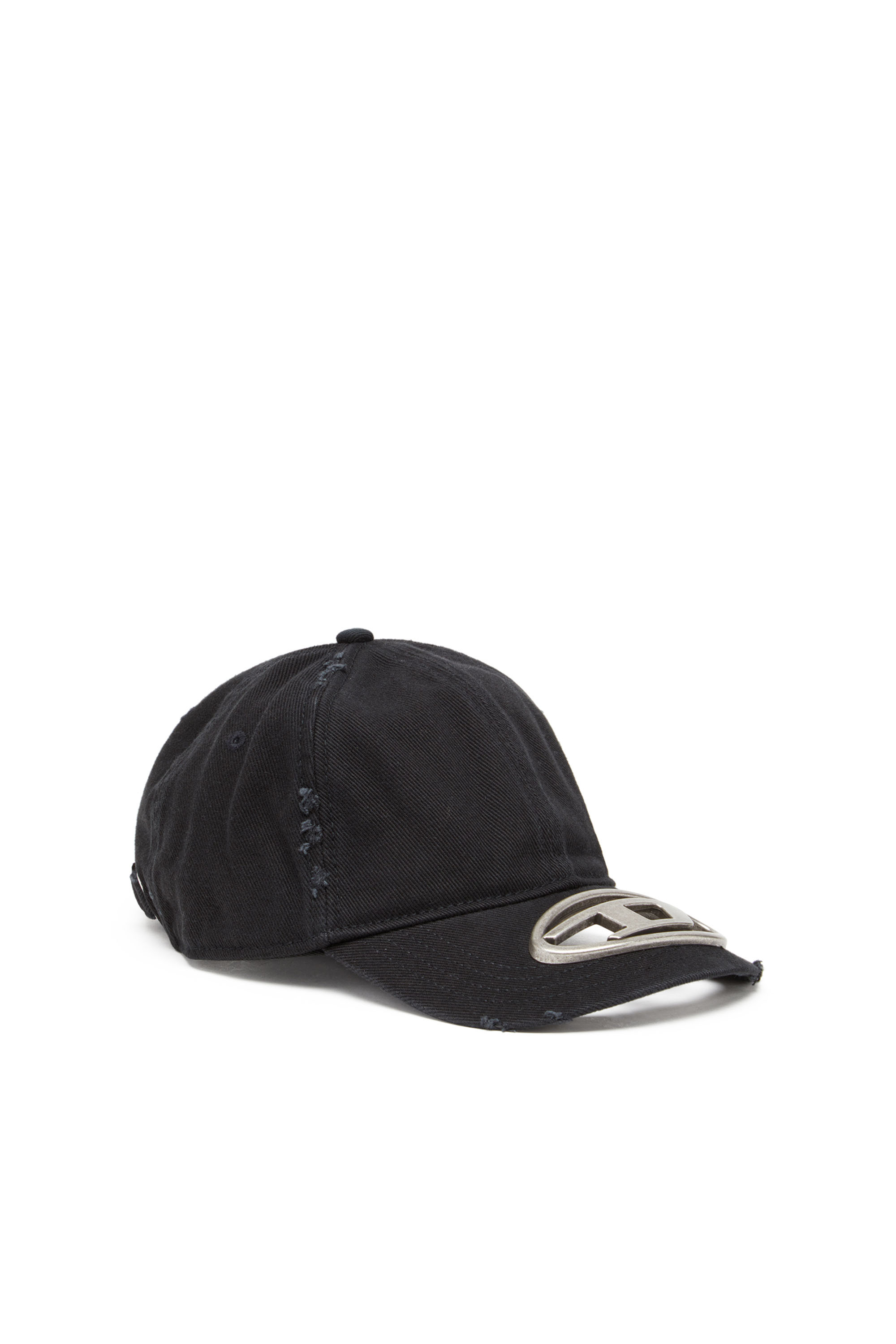 Diesel - C-BEAST-A1, Man's Baseball cap with metal Oval D plaque in Black - 1