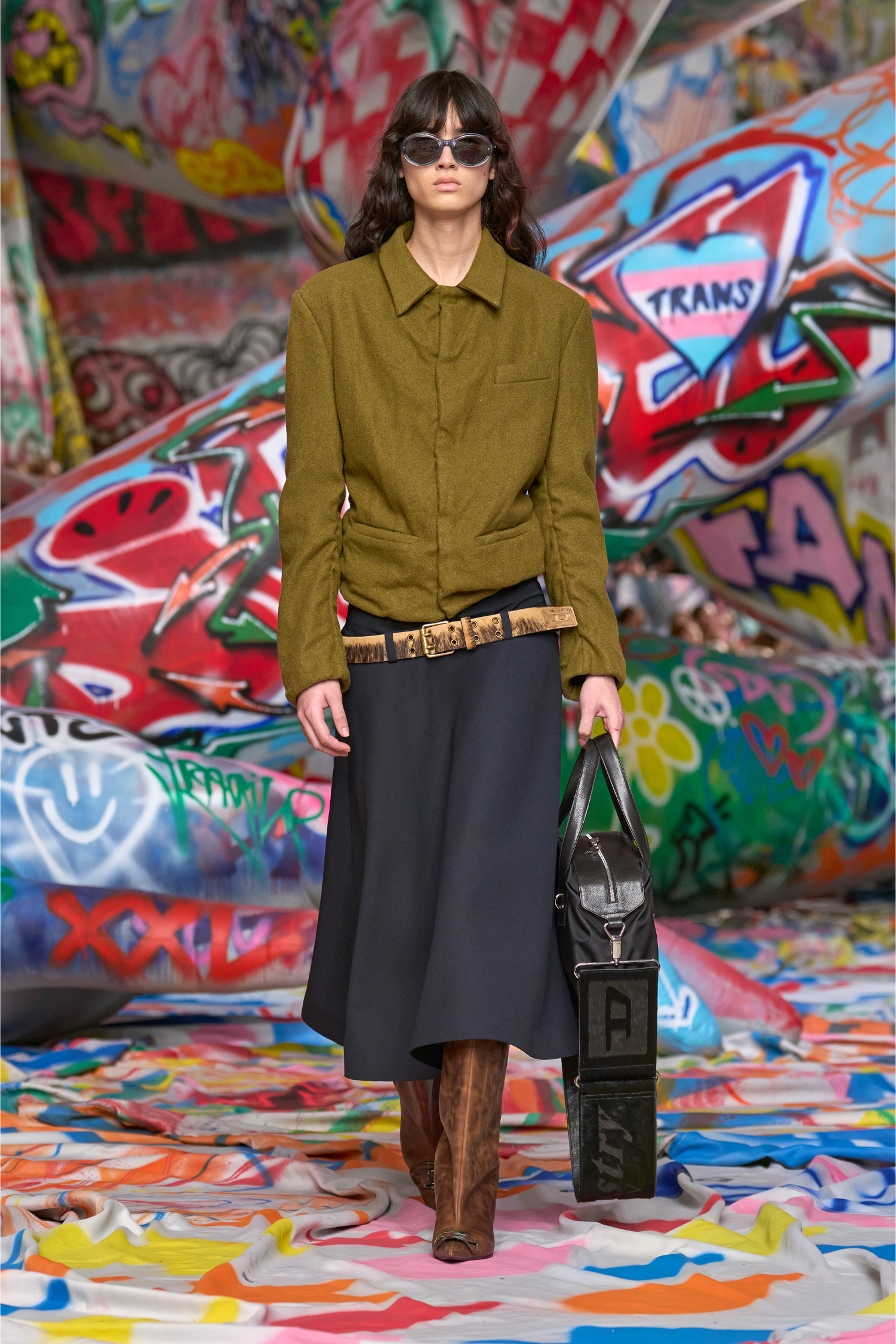 Diesel - B-FLAG-D, Unisex's 4cm belt in long-hair leather in Brown - 4