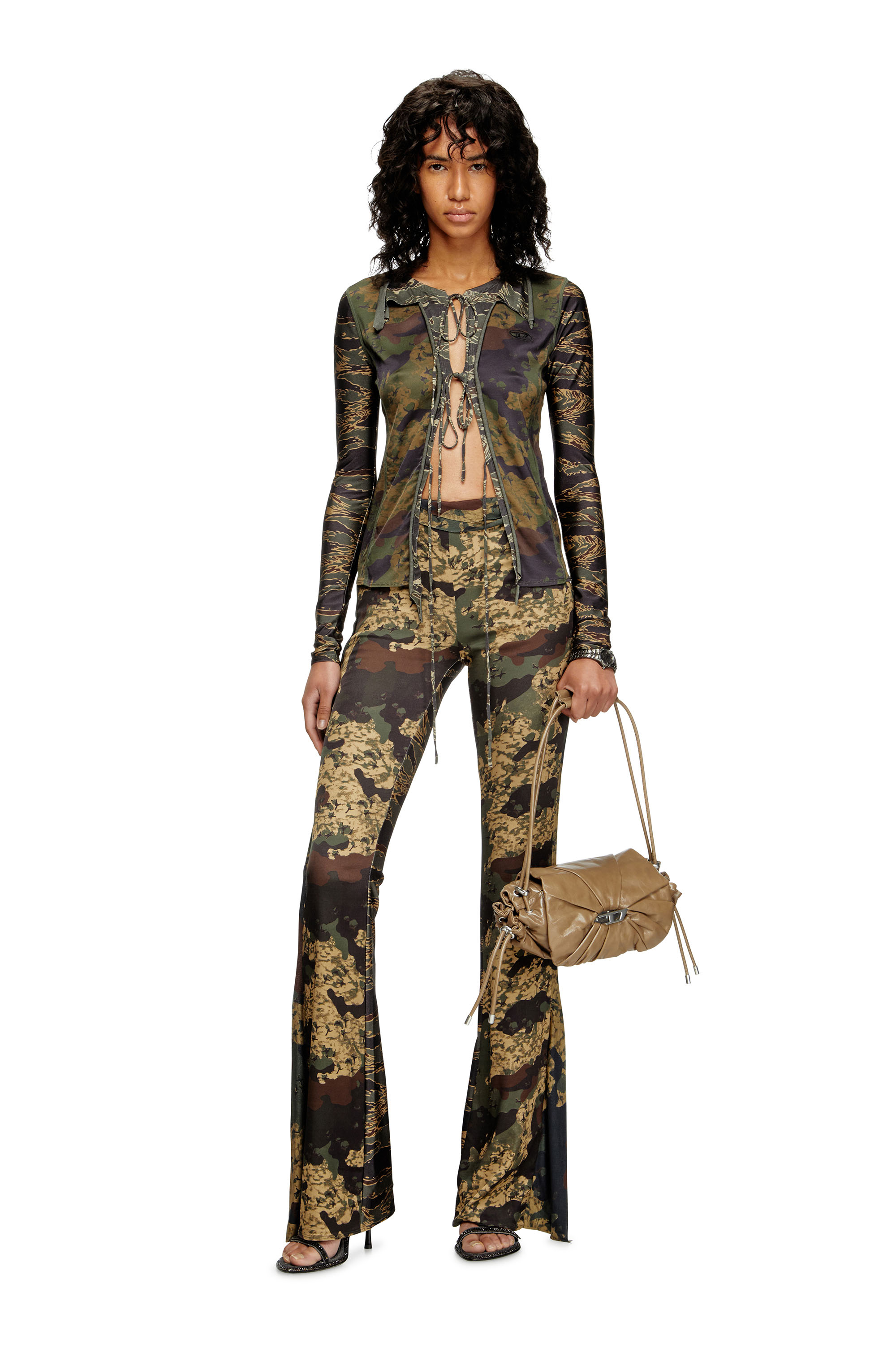 Diesel - P-AFFAL, Woman's Jazz pants with mixed camo prints in Military Green - 2