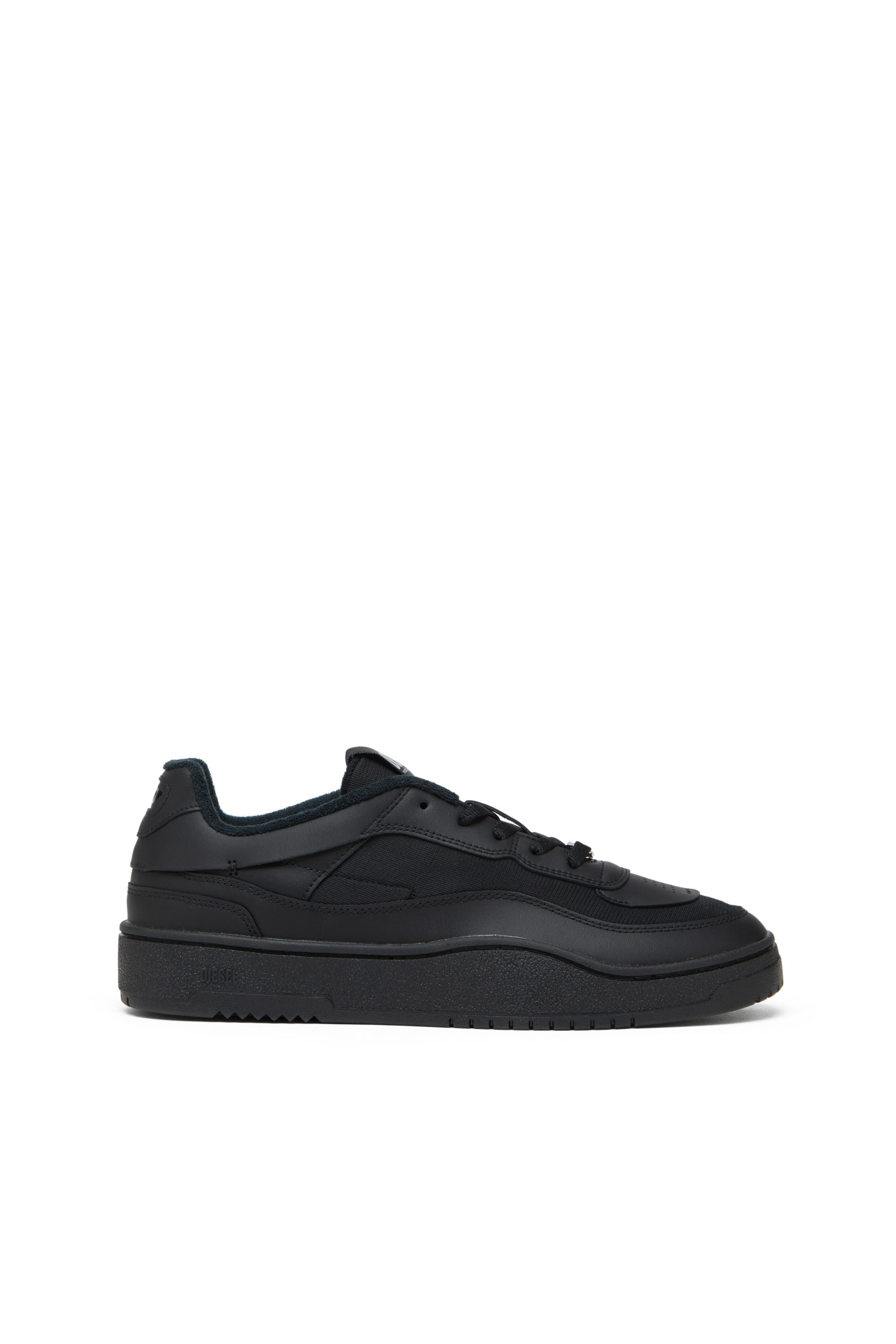 S-OVAL SKATE LOW, Black Diesel - S-OVAL SKATE LOW, Man's S-Oval Skate-Fabric-panelled leather sneakers in Black - 1