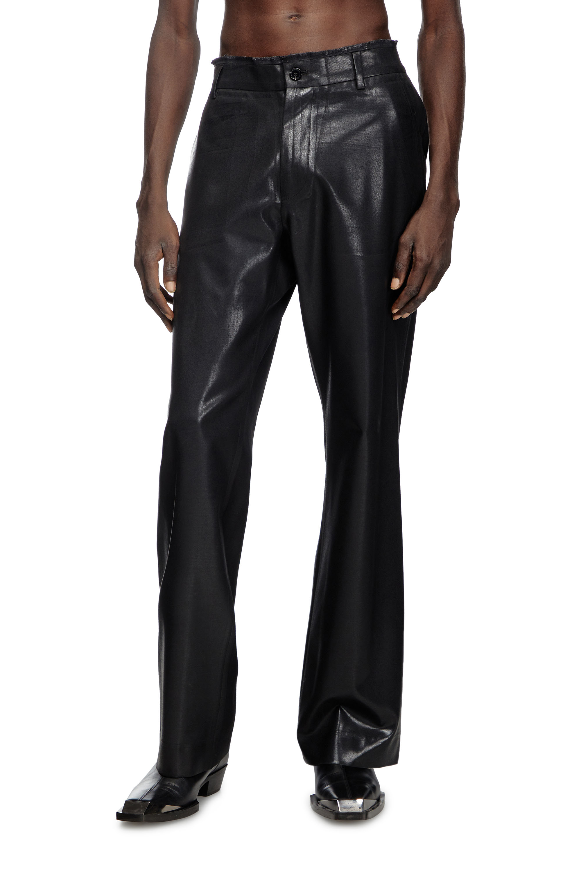 Diesel - P-KILEY-HEAV, Man's Cool Wool pants with denim-trim waist in Black - 1