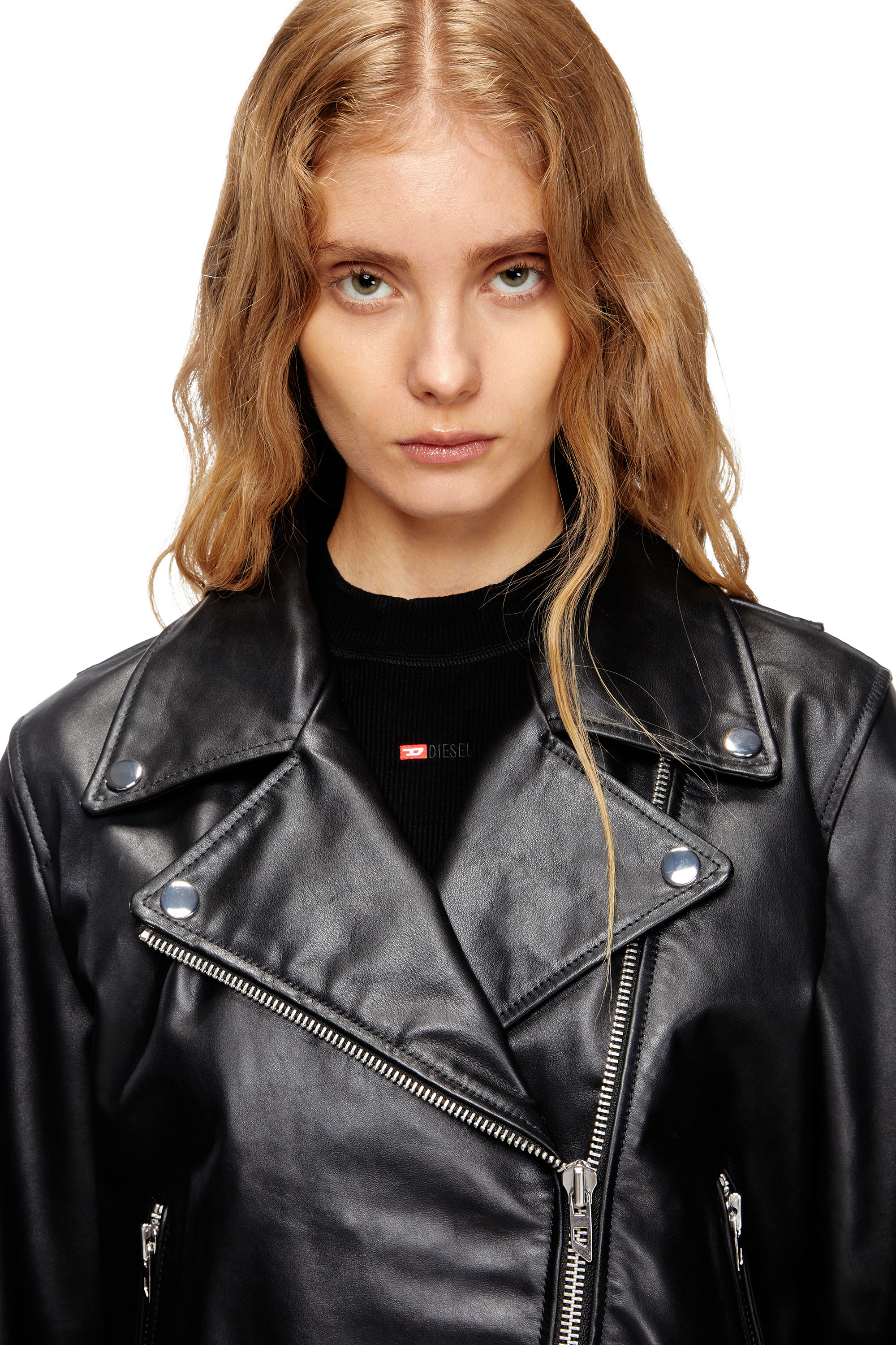 L-UNATIC, Black Diesel - L-UNATIC, Woman's Biker jacket in waxed leather in Black - 5