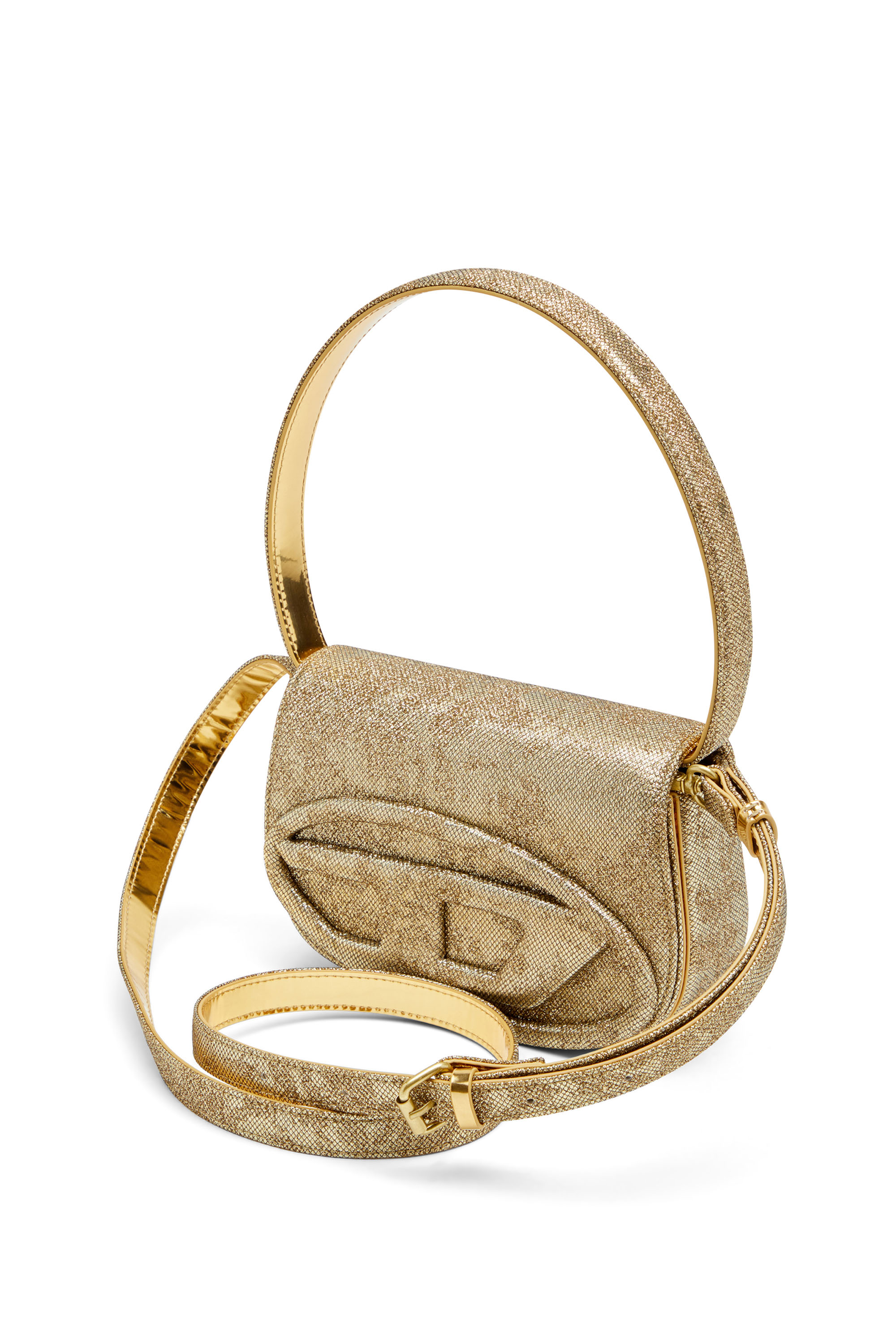 Diesel - 1DR, Woman's 1DR-Iconic 1DR bag in glitter-camo Lurex in Gold - 5