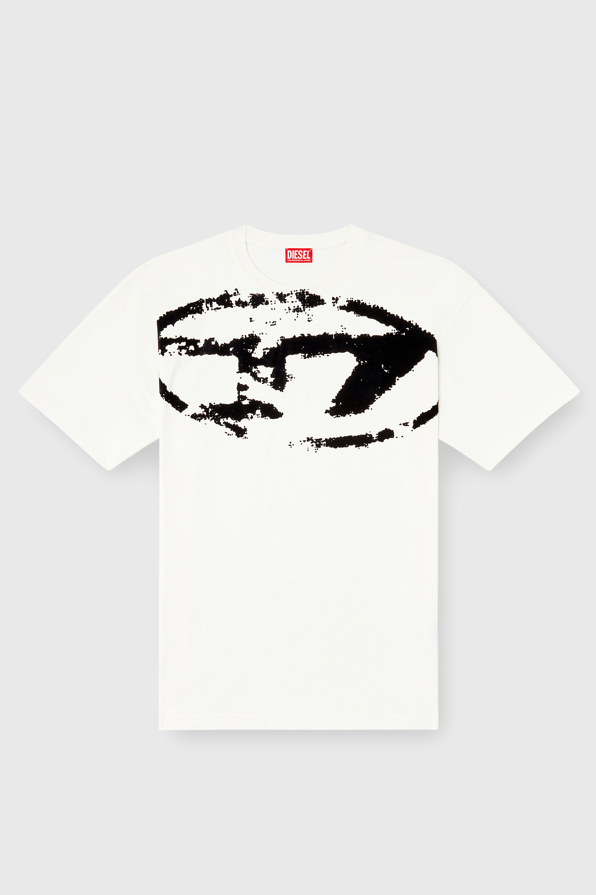 Diesel - T-BOXT-N14, Man's T-shirt with distressed flocked logo in White - 1