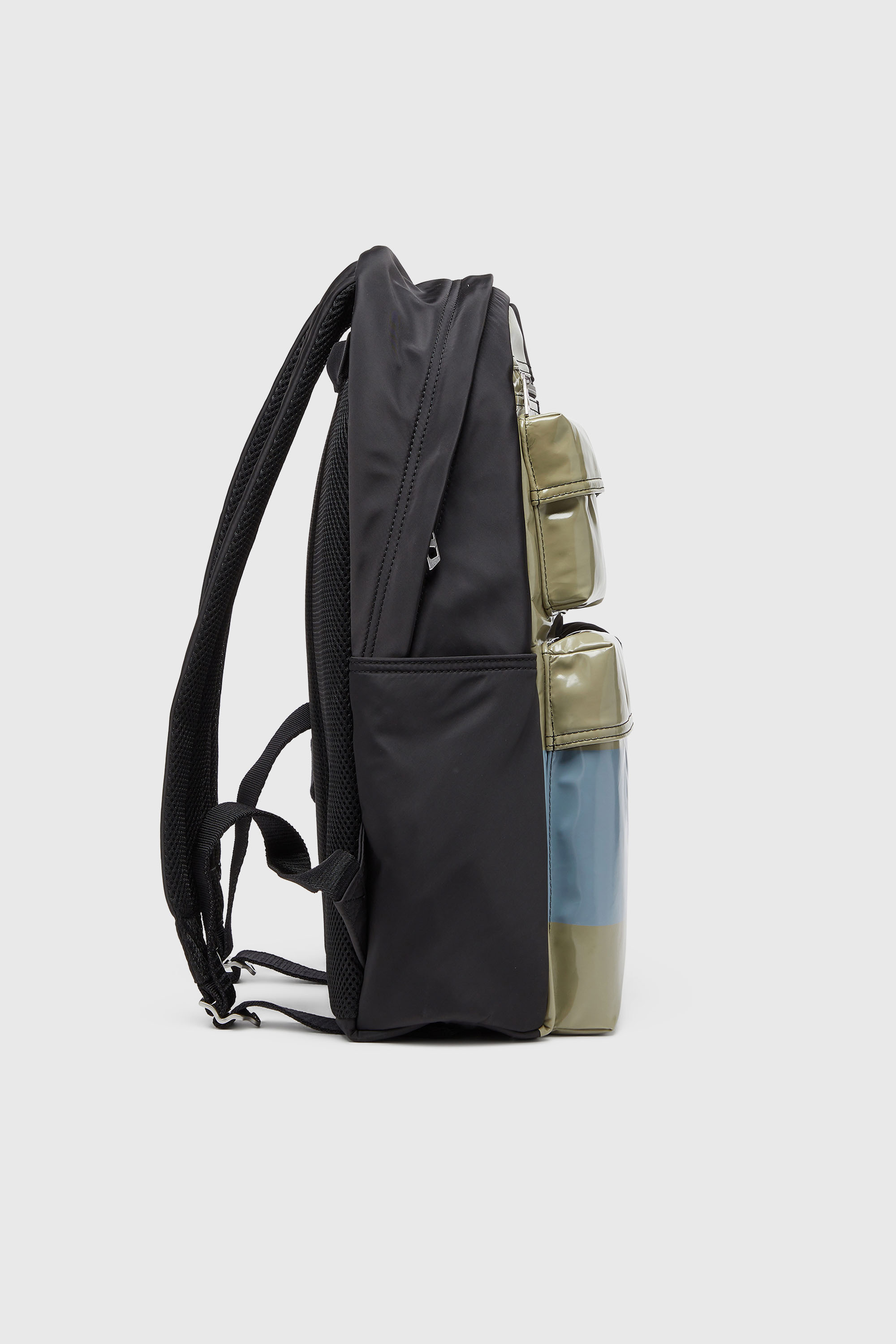Diesel - MULTI-PKTS BACKPACK X, Unisex's Multi-Pkts - Color-block backpack with multiple pockets in Black/Green - 4