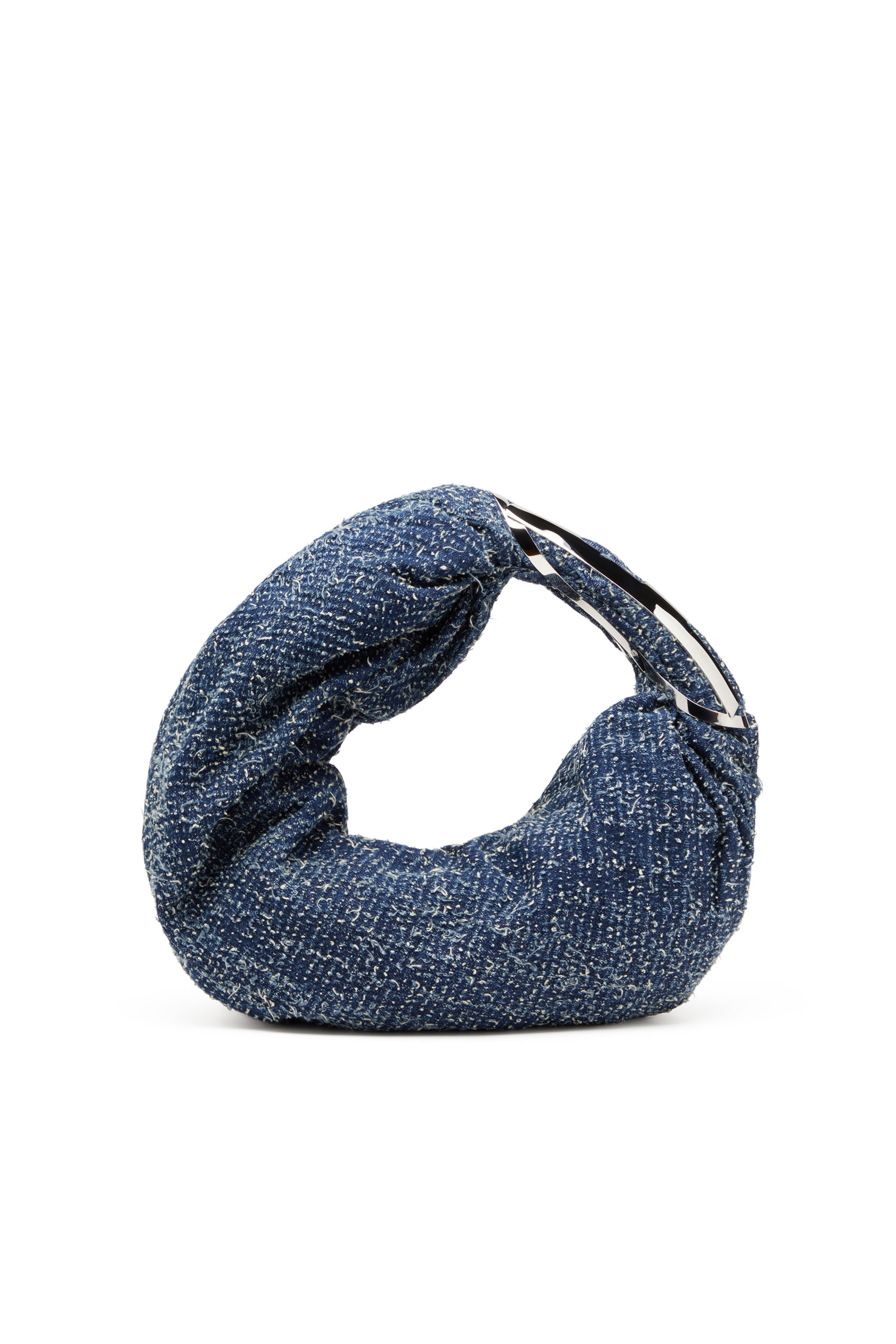 Diesel - GRAB-D HOBO S, Woman's Grab-D S-Hobo bag in bouclé denim in Blue - 2