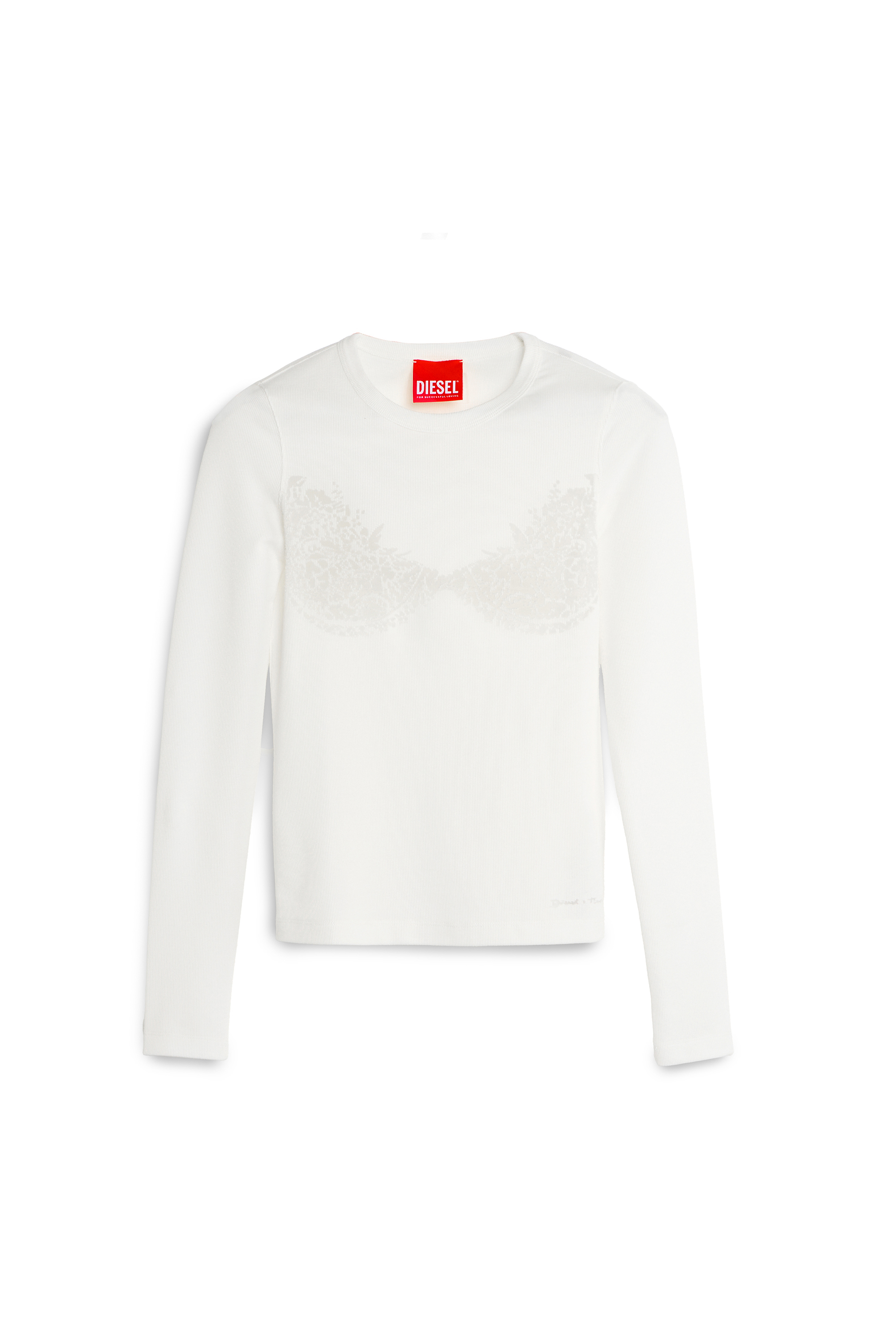 Diesel - PR-T-MOKKI-LS-R, Woman's Top with devor&eacute; lace effect in White - 3