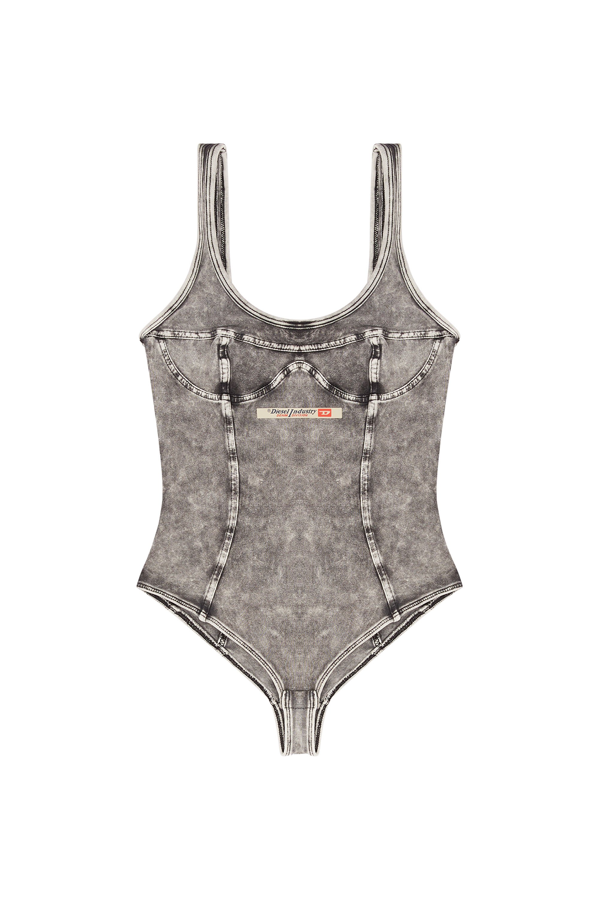 Diesel - UFBY-DENIM-CAMI-BODYSUIT, Woman's Bodysuit in denim-effect jersey in Dark grey - 4