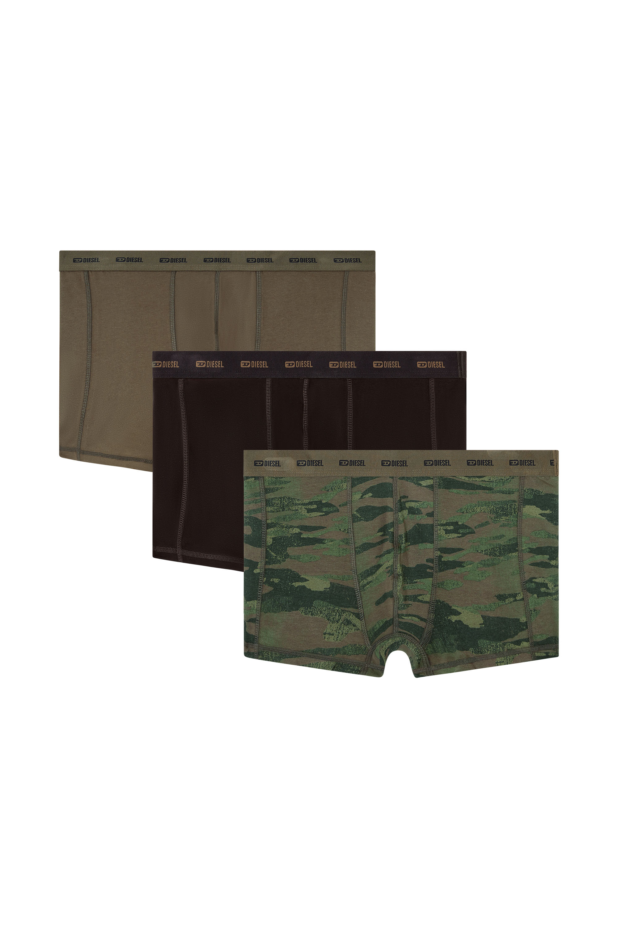 Diesel - DAMIEN-UTLT-3PACK, Man's 3-pack of boxer briefs plain and camo in Green/Black - 2