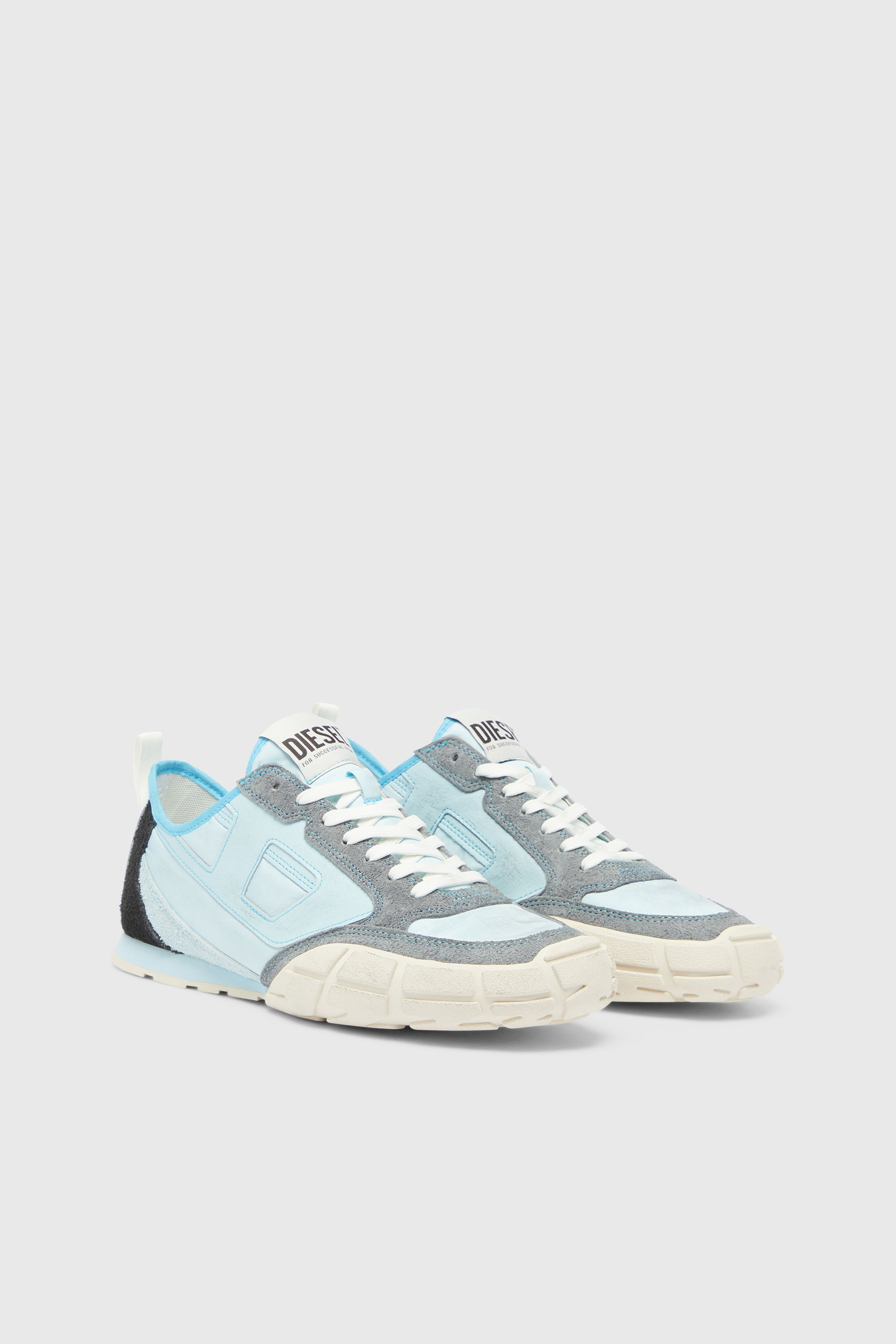 Diesel - S-PAGODHA LOW, Man's S-Pagodha - Sneakers in leather and nylon in Light Blue - 2
