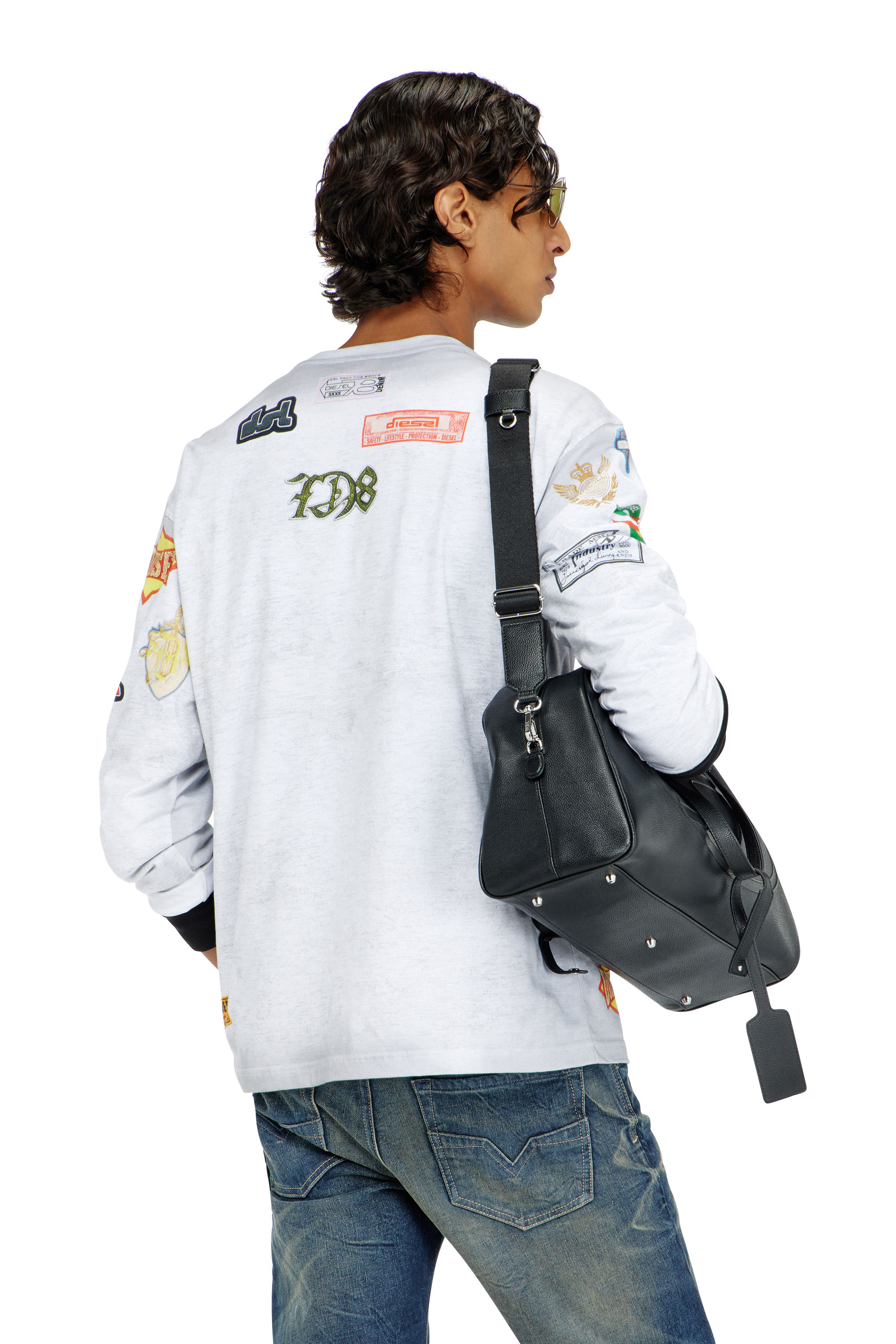 Diesel - T-NORME-LS-PATCHES, Man's Long-sleeve T-shirt with all-over patches print in White - 4