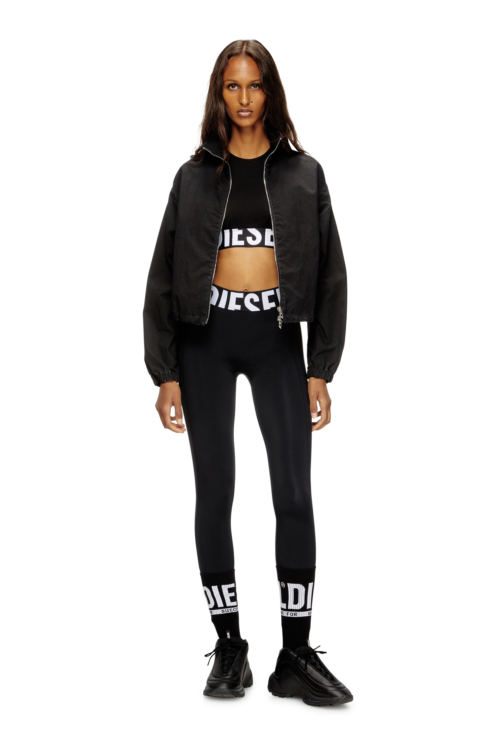 Diesel - ADA-D-POP, Woman's Cropped tank top with cut-off logo in Black - 4