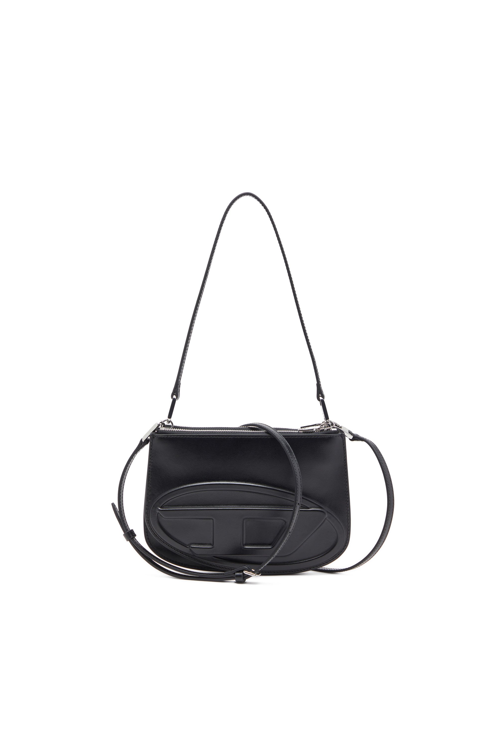 Diesel - 1DR TWIN, Woman's Double-pouch shoulder bag in printed leather in Black - 1