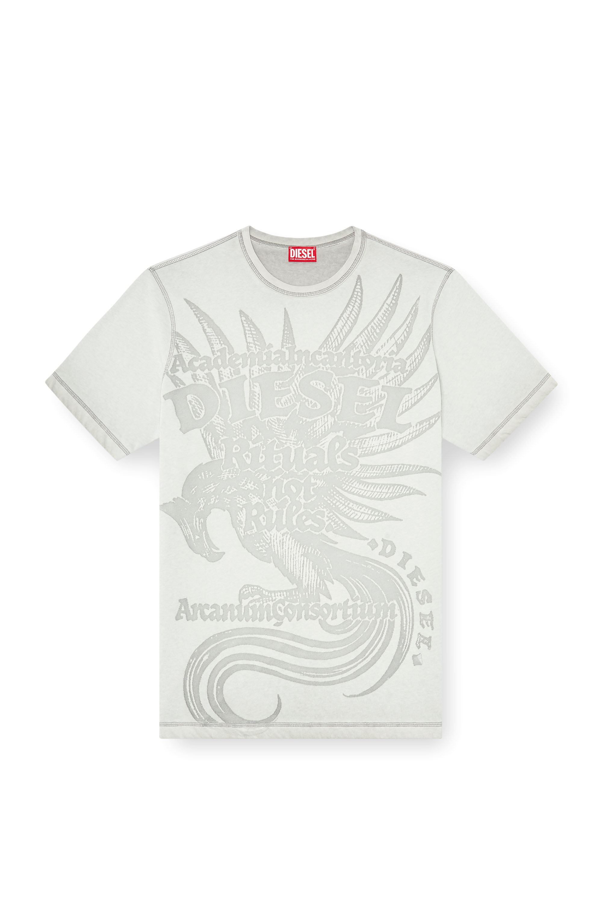 Diesel - T-RAWJUST-AA1, Man's Jersey T-shirt with embossed graphic in Light Grey - 3