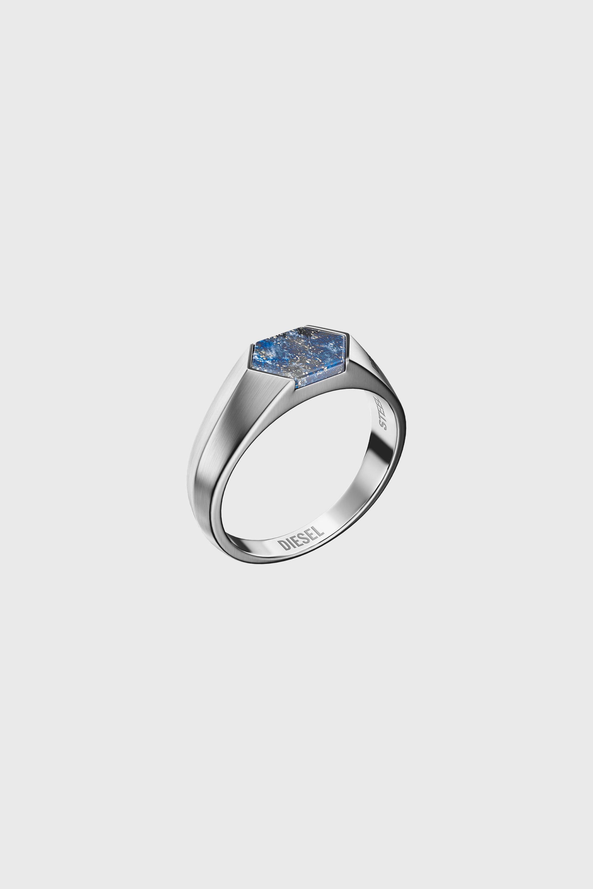 Diesel - DX1712040, Unisex's Lapis Signet Ring in Silver/Blue - 1