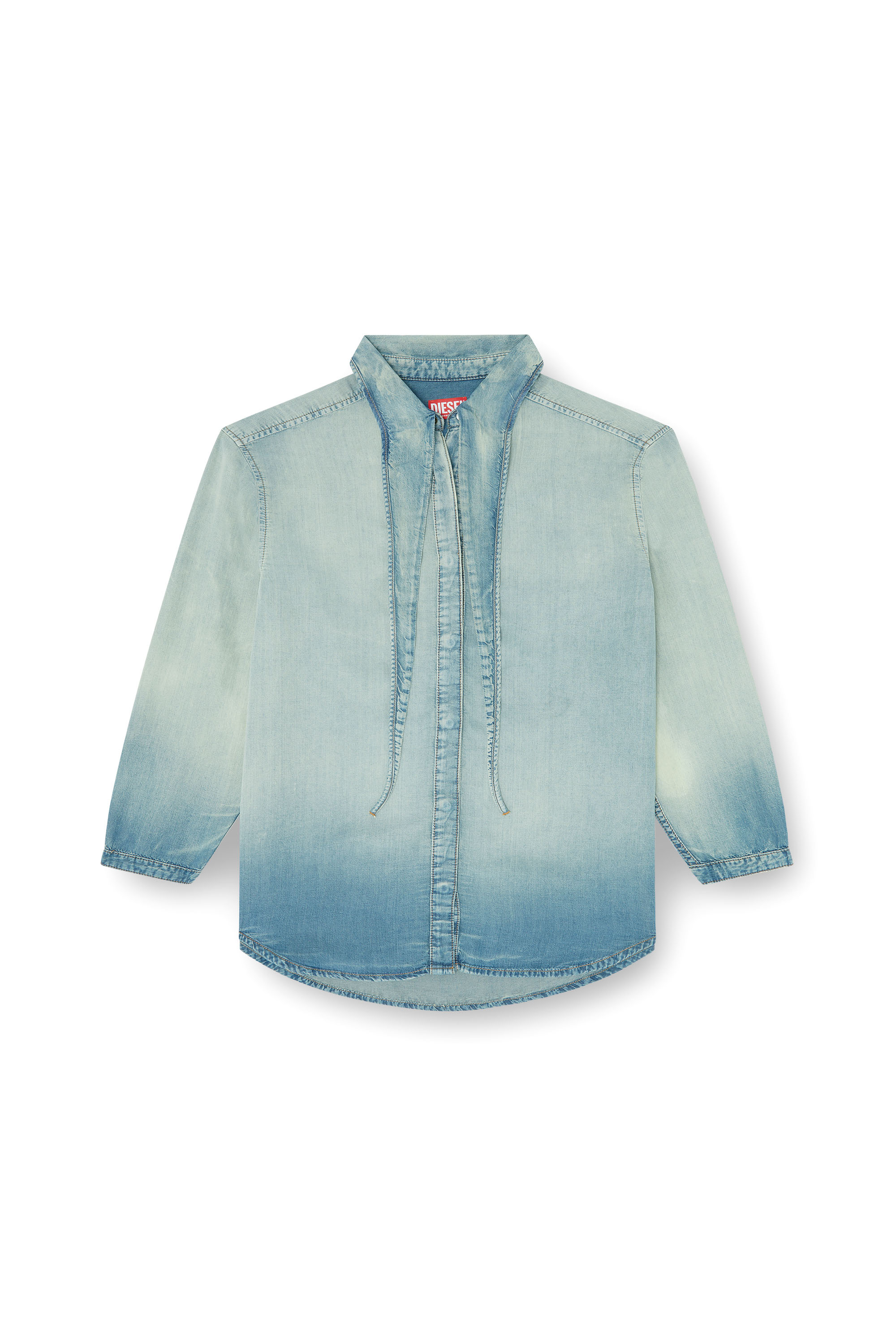 Diesel - DE-ARVEN-S1, Woman's Shirt in marbled fluid denim in Light Blue - 3