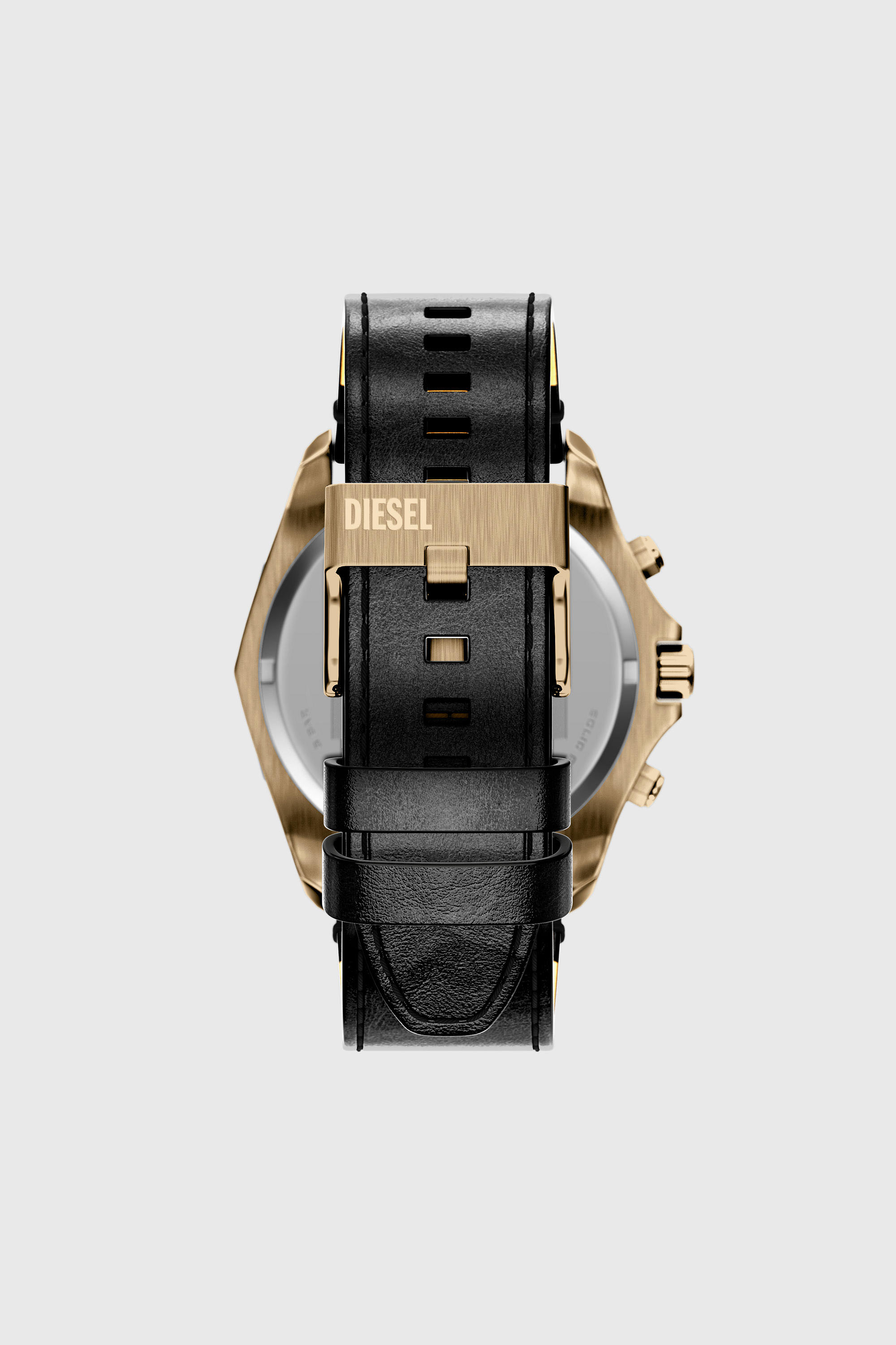 Diesel - DZ4733 WATCH, Man's Stinger antique gold-tone leather watch in Black - 2
