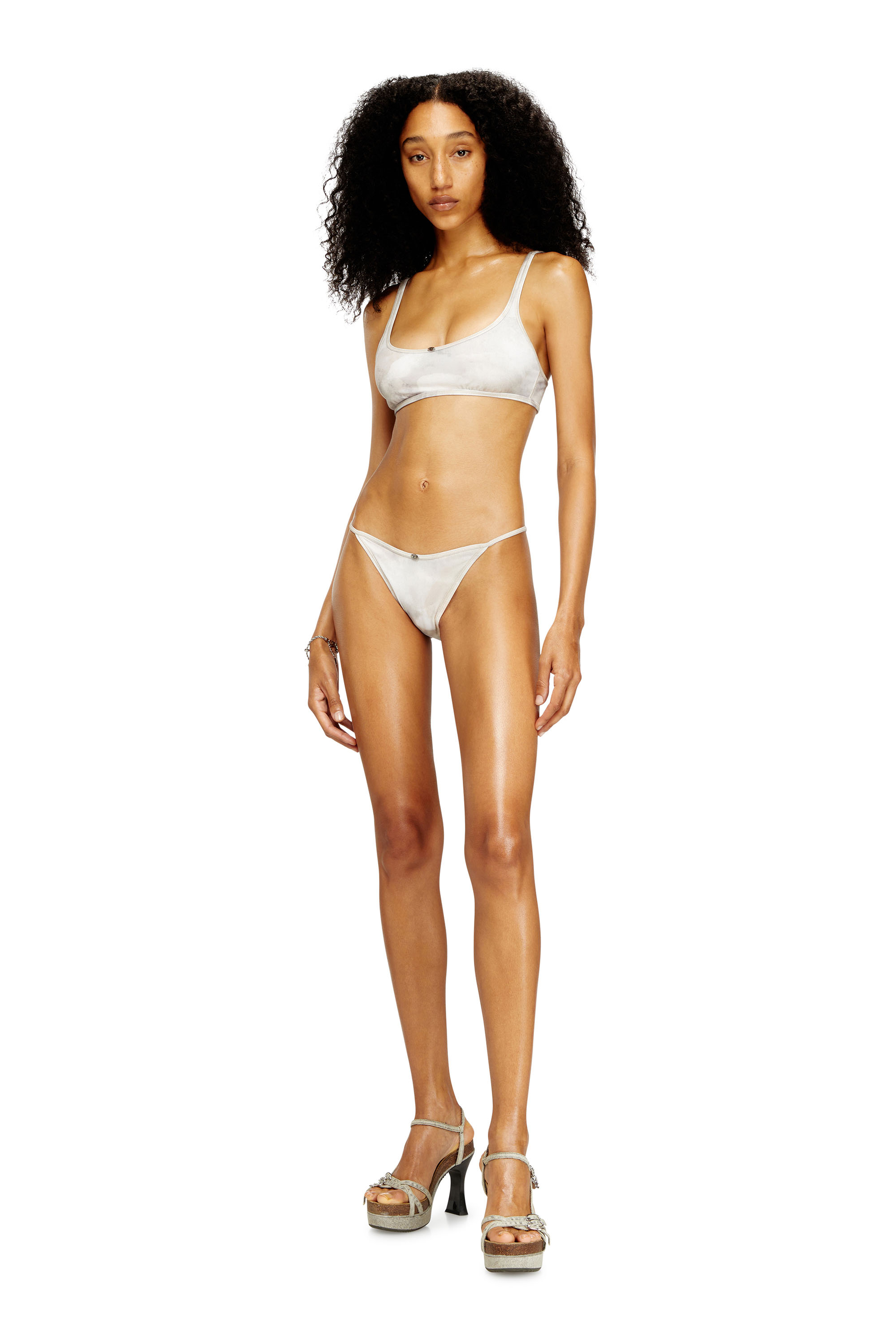 Diesel - CAMILLA-UTLT, Woman's Ribbed bikini bottoms with camo print in White - 1