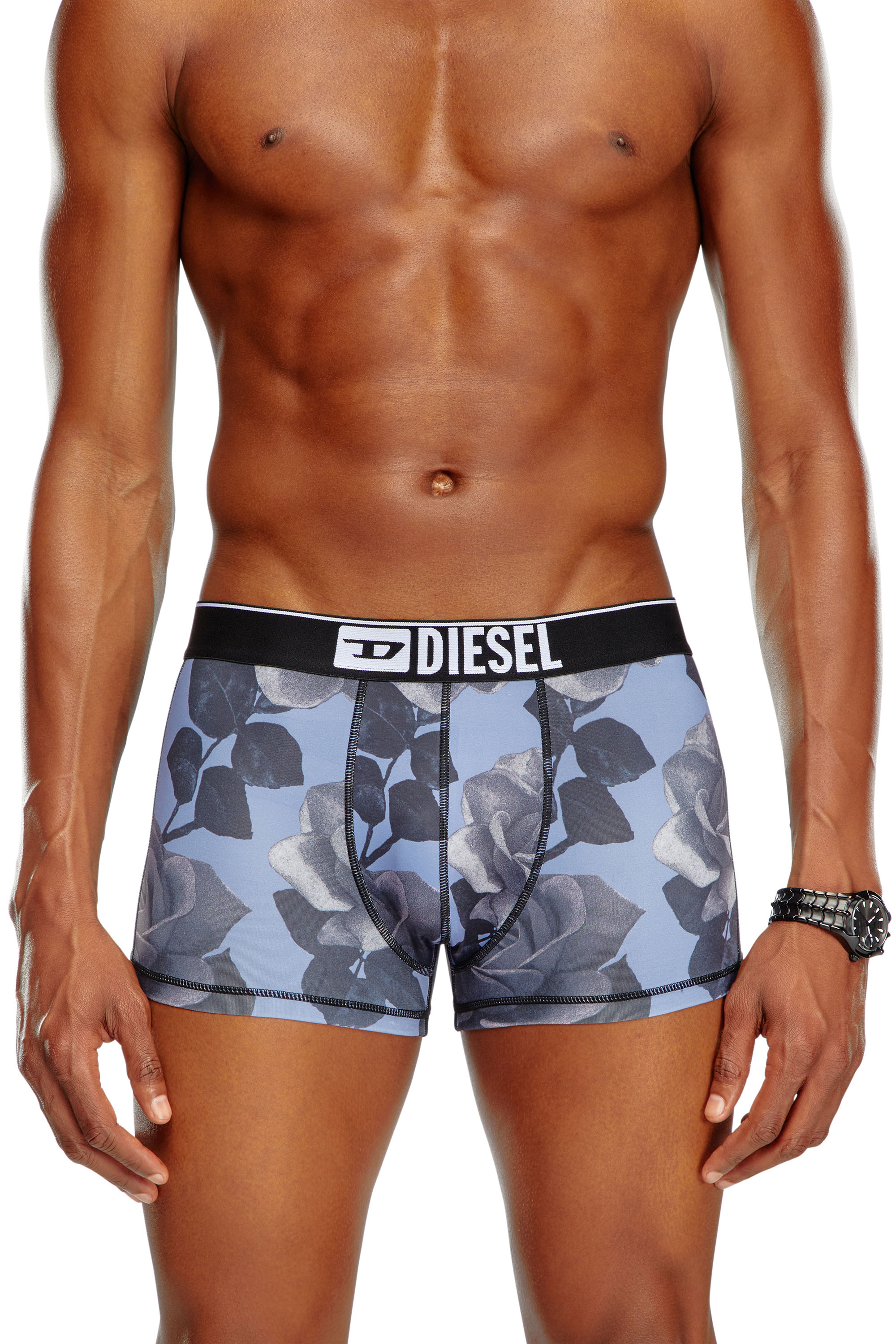 Diesel - UMBX-DAMIEN, Man's Boxer briefs with rose print in Blue/Grey - 2