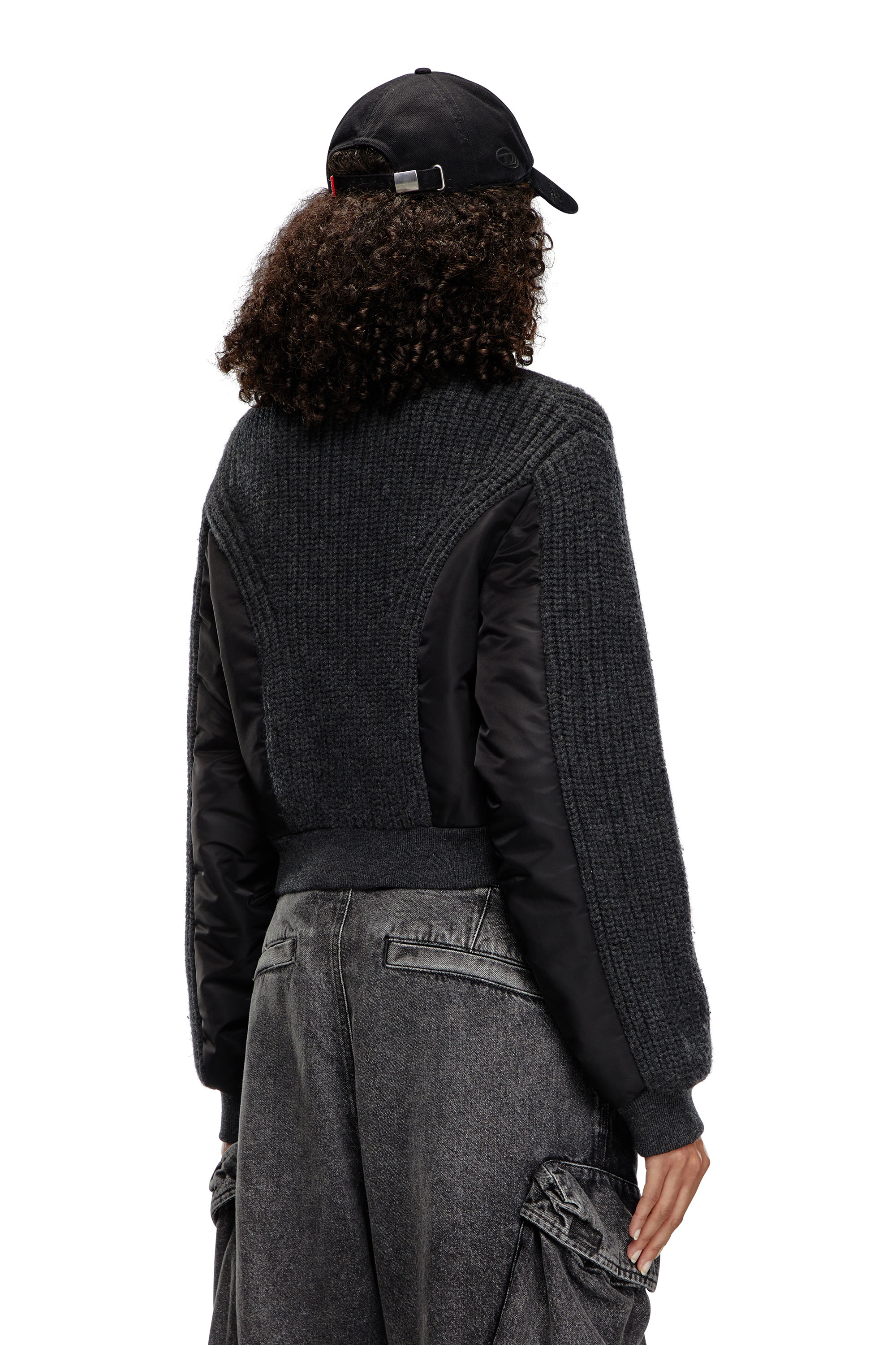 Diesel - M-ODENA, Woman Jacket in wool knit and padded nylon in Black - Image 4