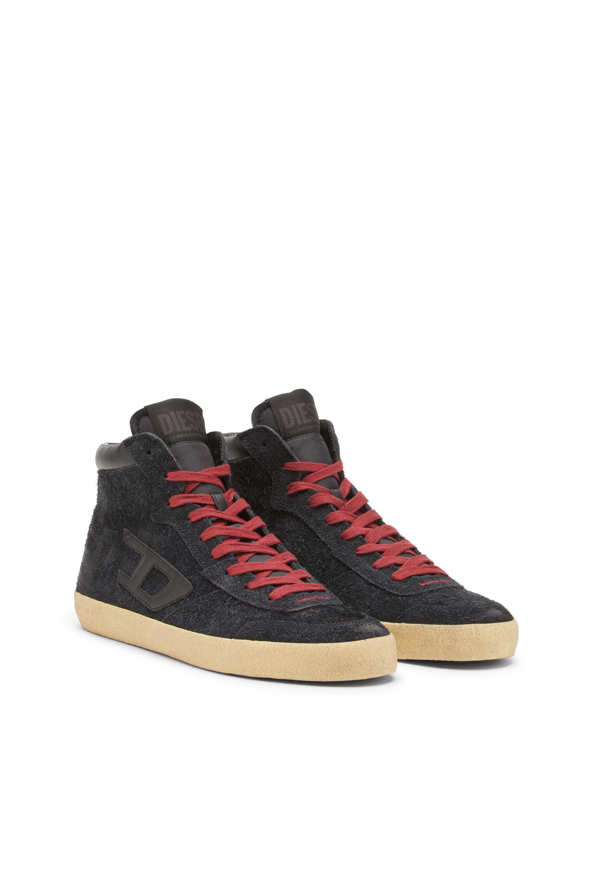 Diesel - S-LEROJI MID, Man's S-Leroji-High-top sneakers in hairy suede in Black - 2