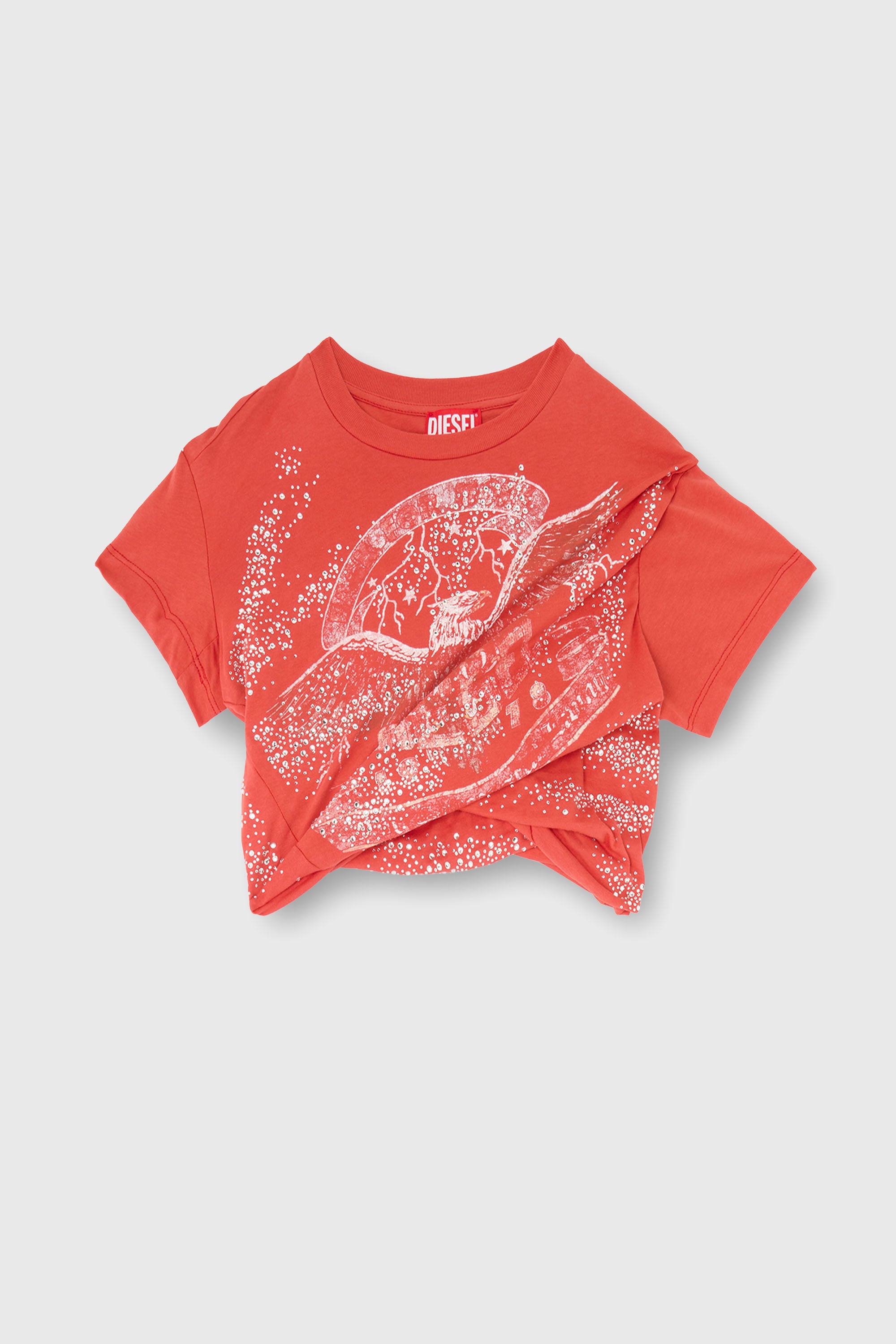 Diesel - T-WINCY, Woman's Rucked-up T-shirt in double-layer jersey in Red - 2