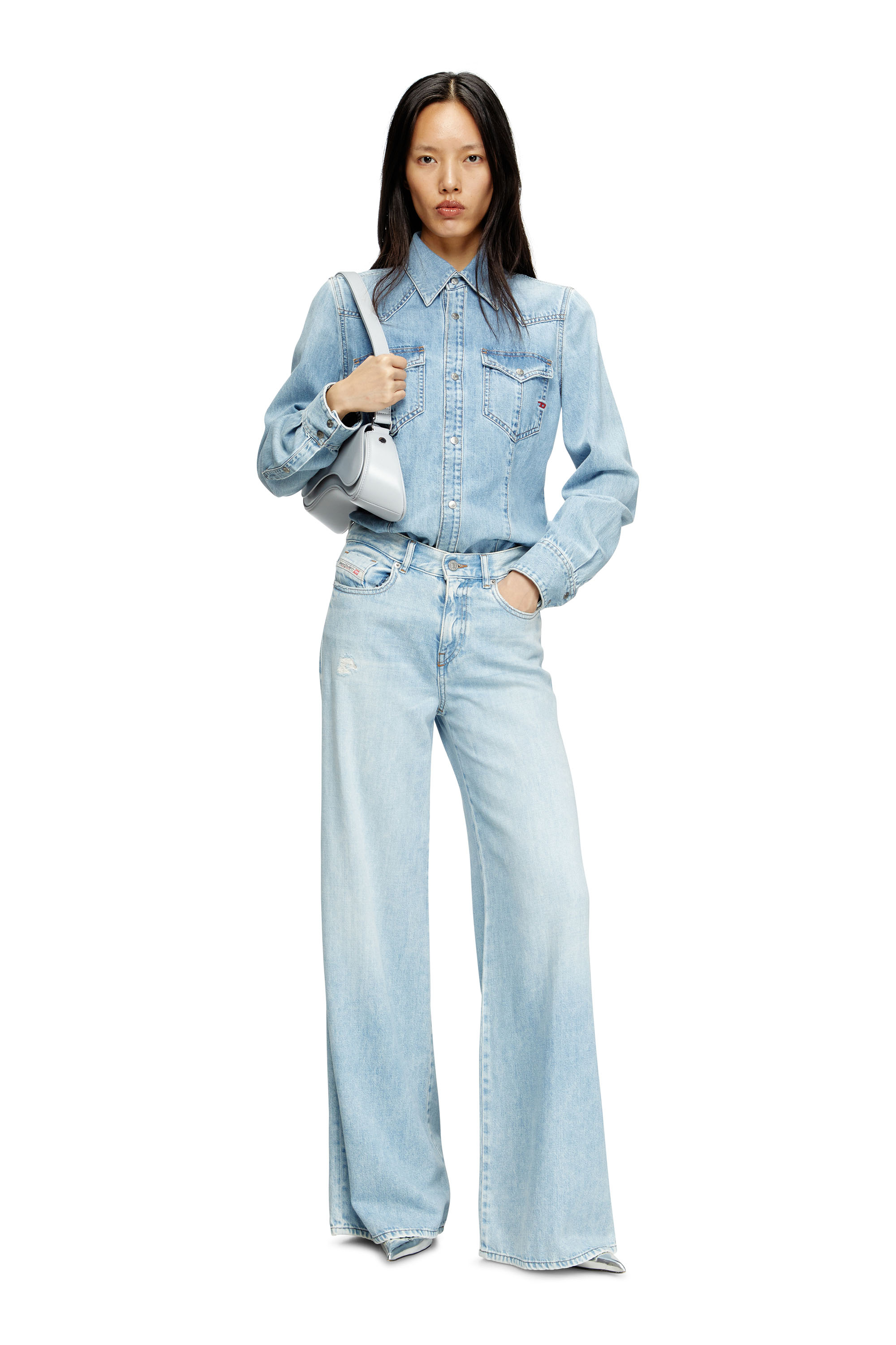 Diesel - DE-WAVES, Woman's Western shirt in denim in Light Blue - 2