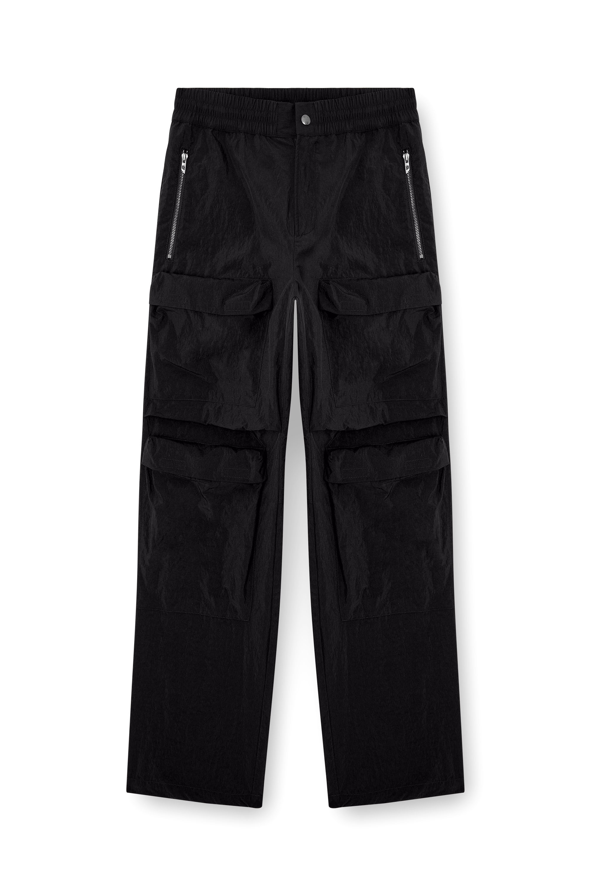 Diesel - P-DANZEL, Man's Utility pants in overdyed nylon in Black - 4