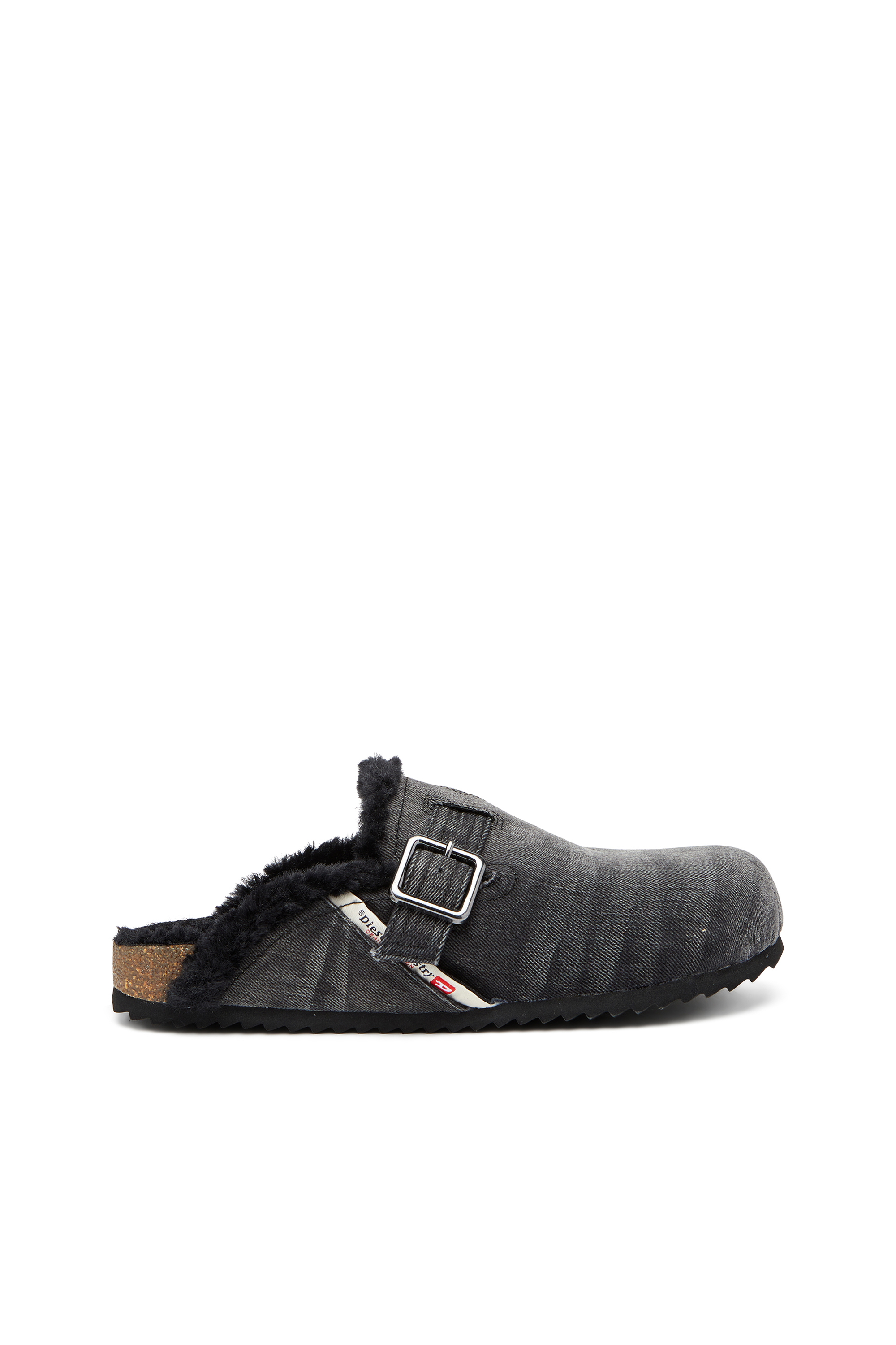 Diesel - D-WOODSTOCK X, Man's D-Woodstock-Denim mules with fluffy lining in Black - 1