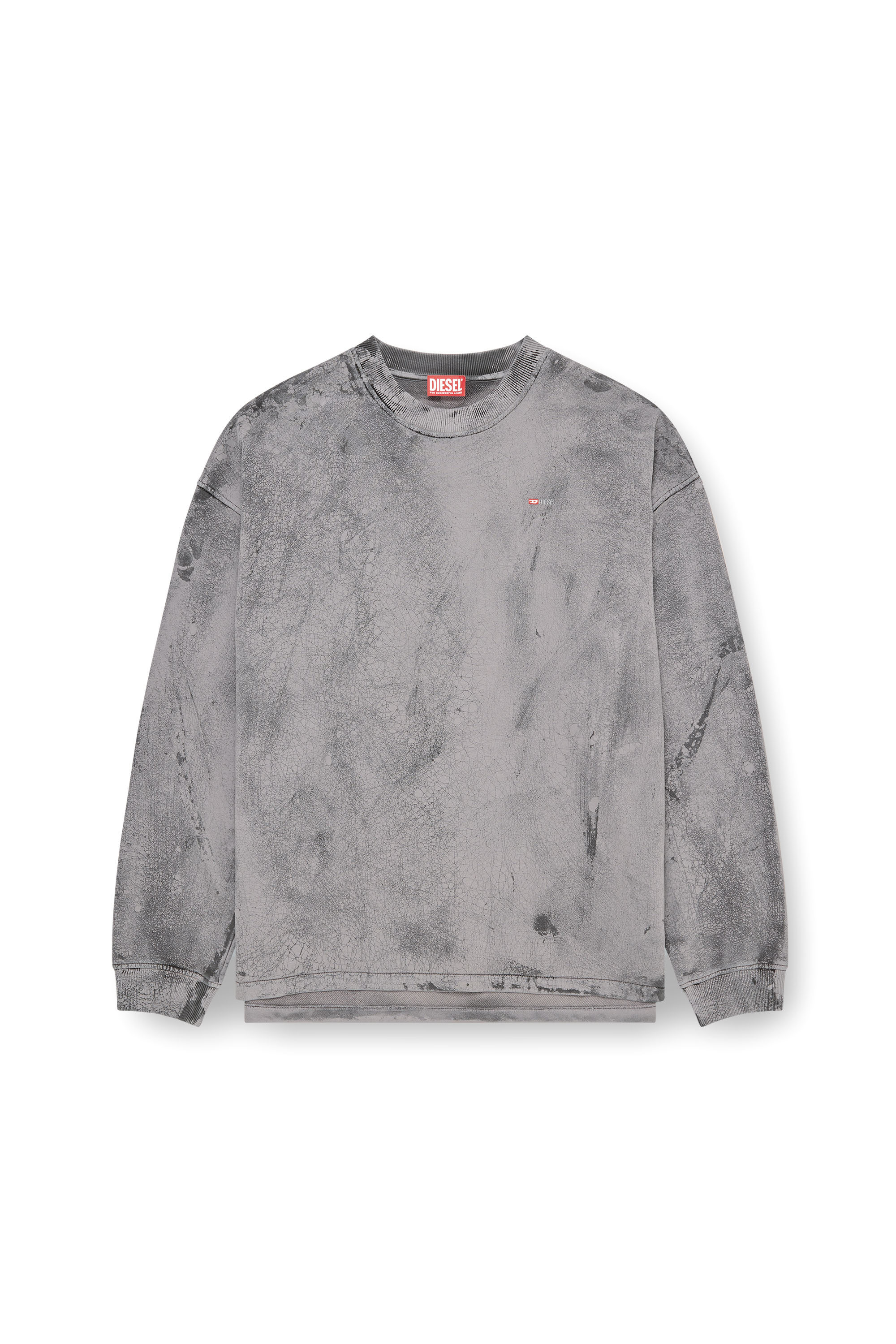 Diesel - S-BAXT-T1, Man's Cracked-effect sweatshirt with micro logo in Grey - 2