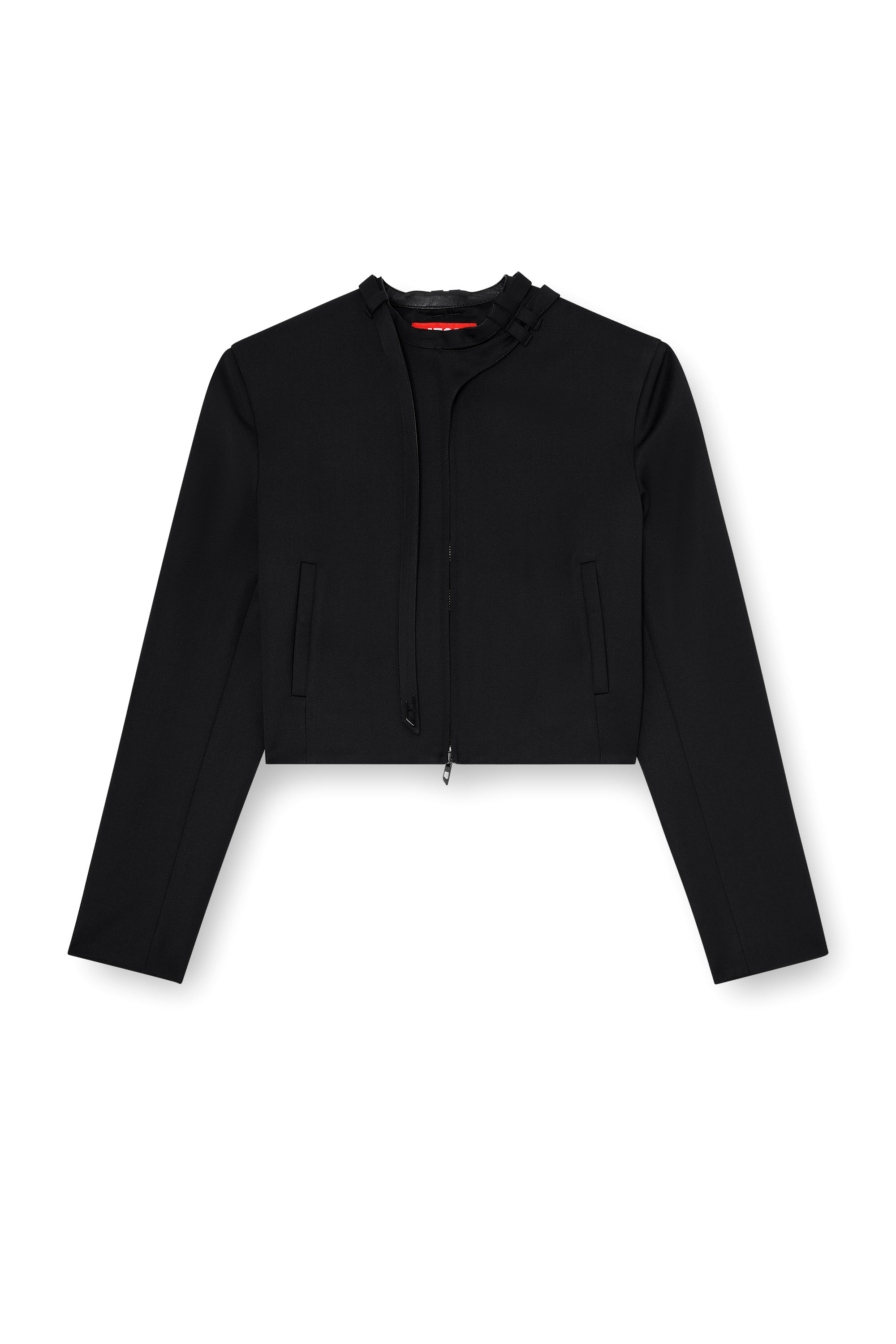 Diesel - G-HAVOC-1, Woman's Tailored jacket with biker neck strap in Black - 3