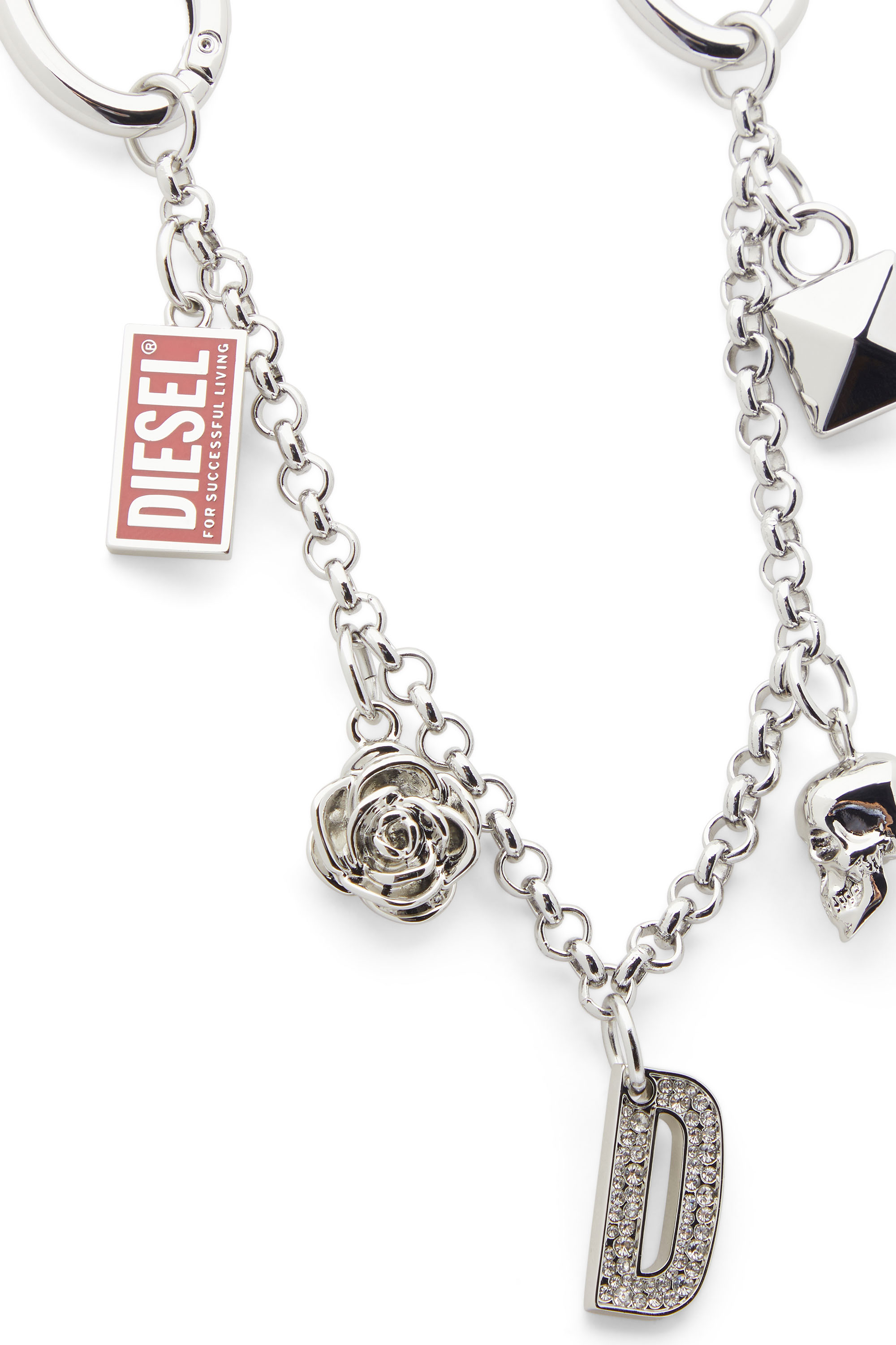 Diesel - CHAIN-D II S, Woman's Metal chain charm with iconic pendants in Silver - 3
