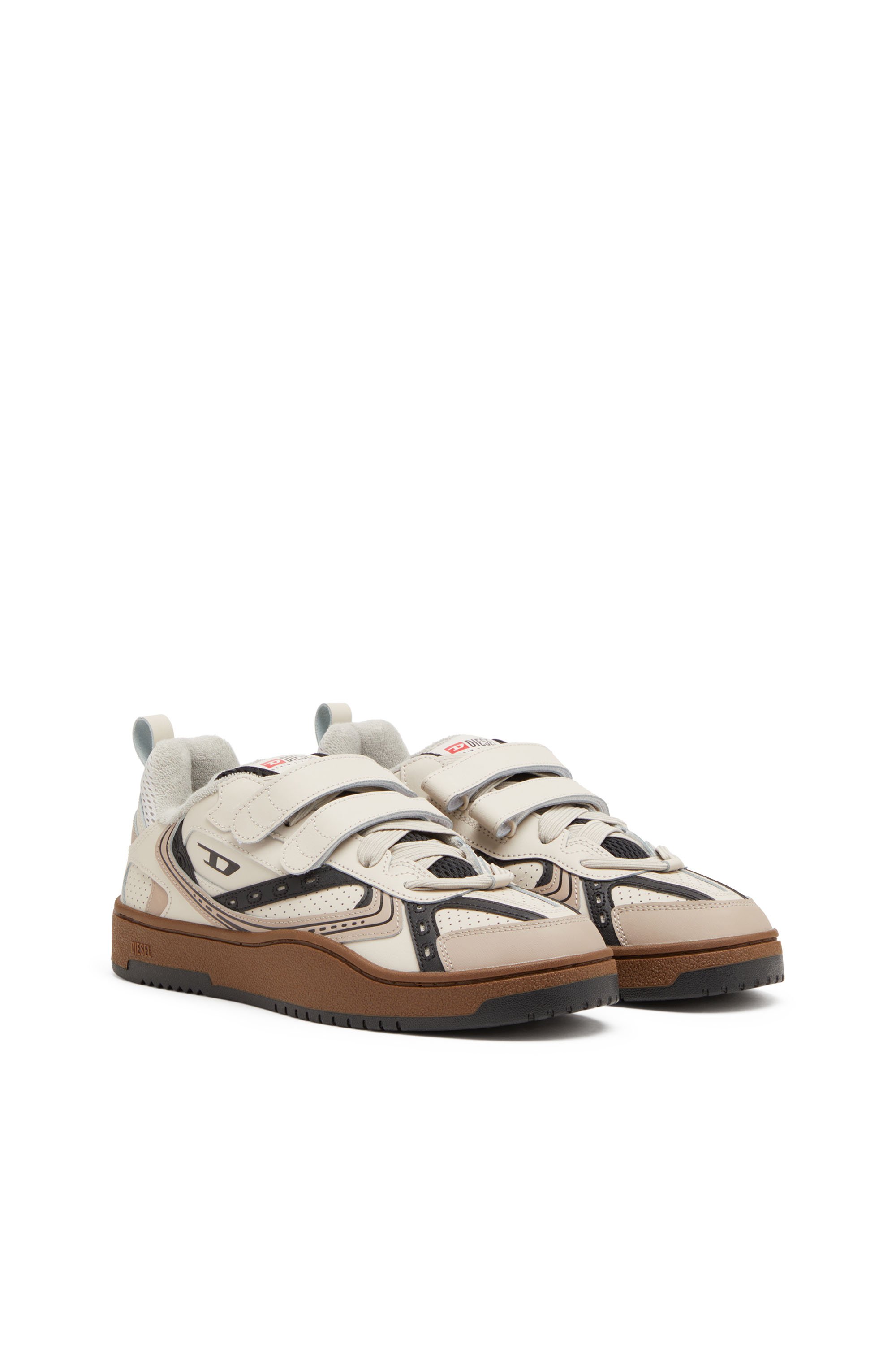 Diesel - S-UKIYO SKT, Man's S-Ukiyo-Leather sneaker with straps in Beige/Pink - 3