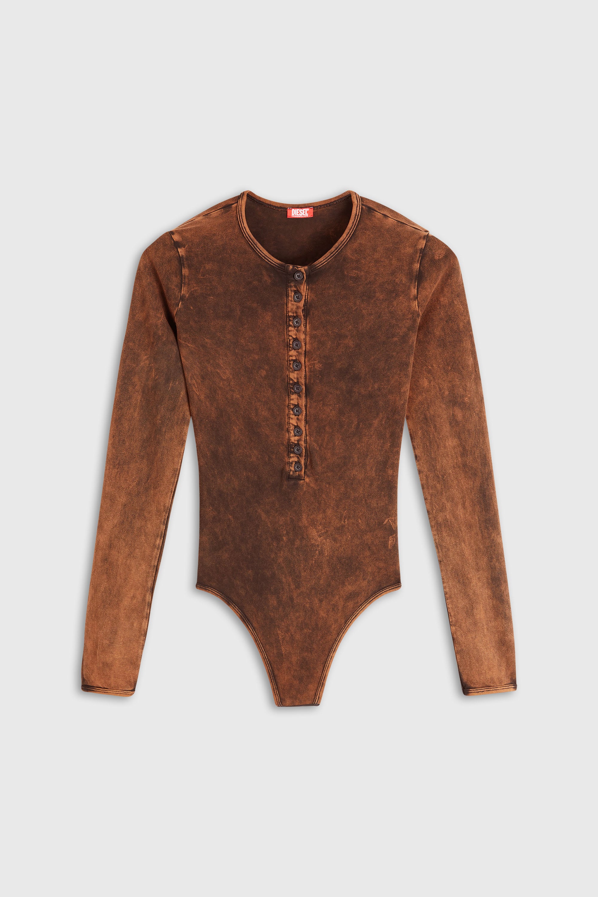 Diesel - FRESYA-DNM, Woman's Cotton bodysuit with buttoned front in Brown - 2