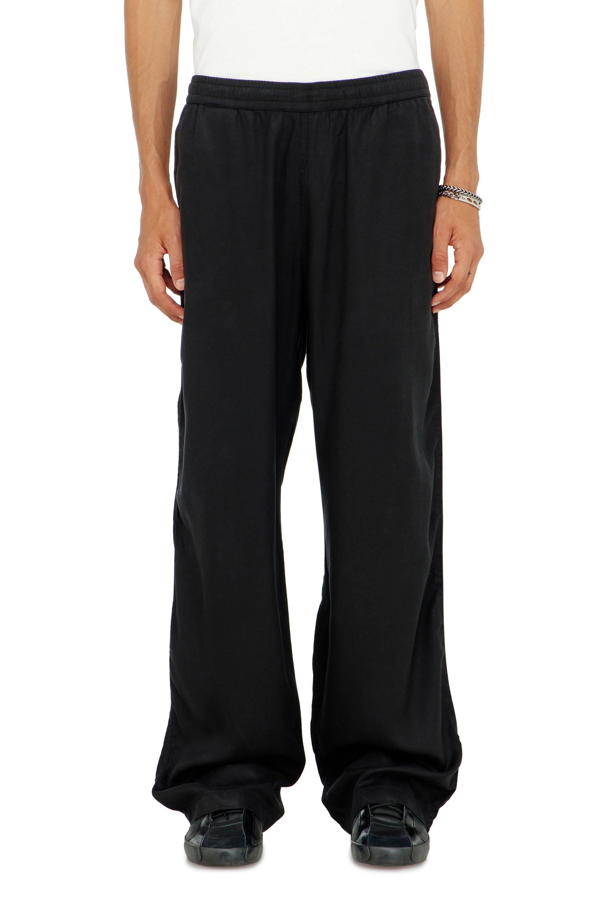 Diesel - P-DREYER-C, Man's Drawstring pants in faded twill in Black - 3