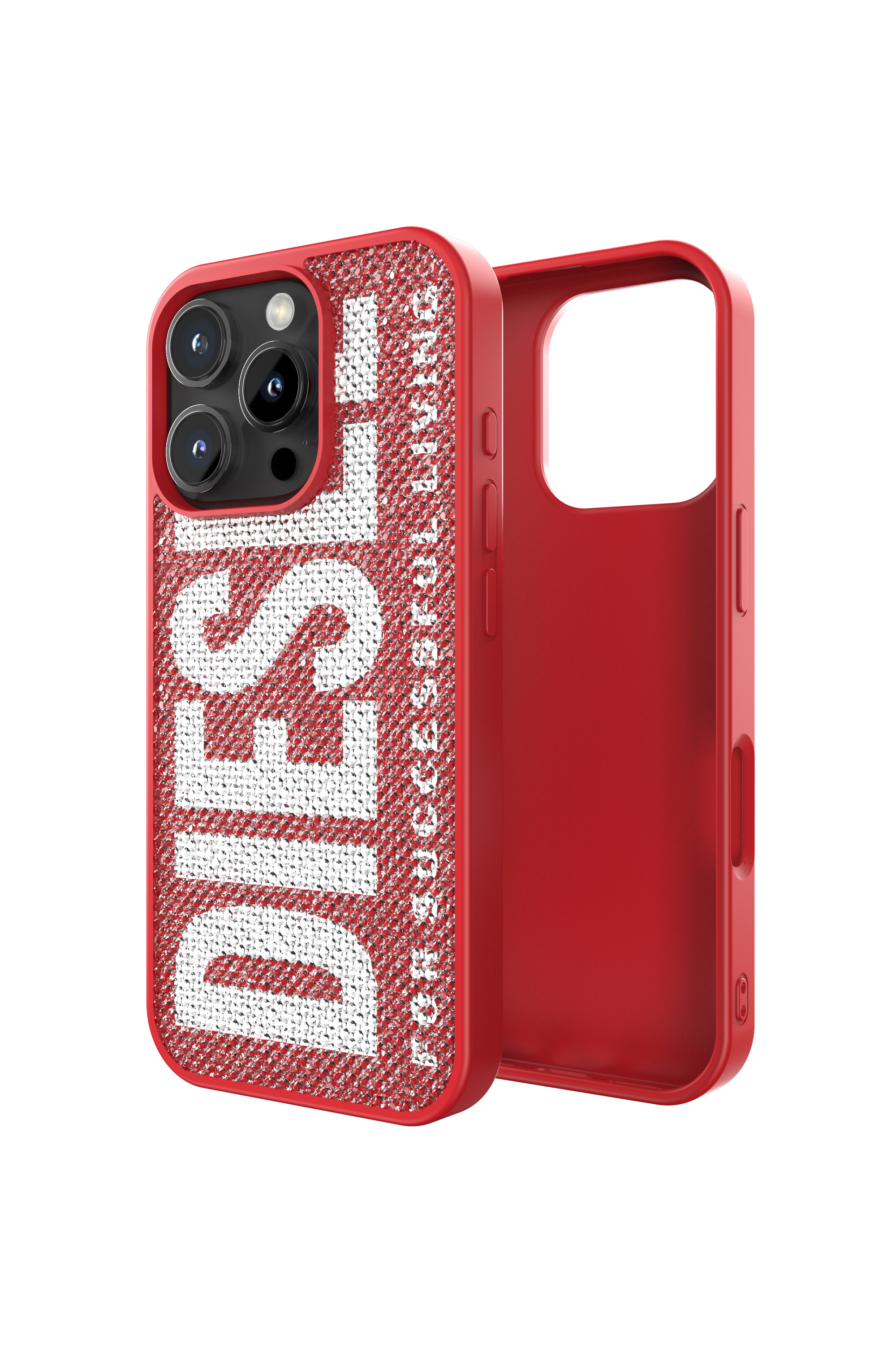 Diesel - 60188 MOULDED CASE, Unisex's Swarovski Crystal Case for iP 16 Pro in Red - 1