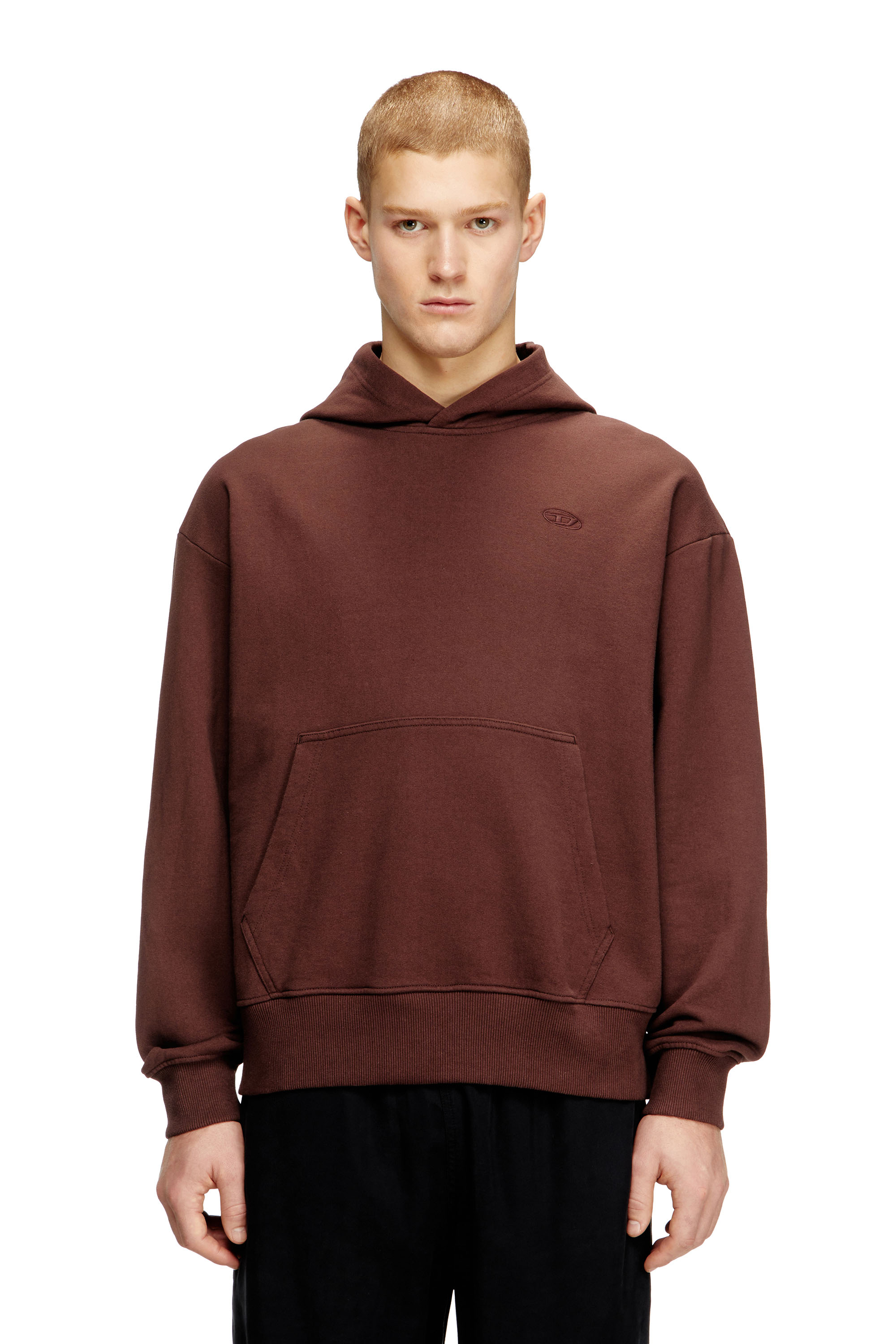 Diesel - S-MACS-HOOD-MEGOVAL-D, Man's Hoodie with logo embroidery in Brown - 2