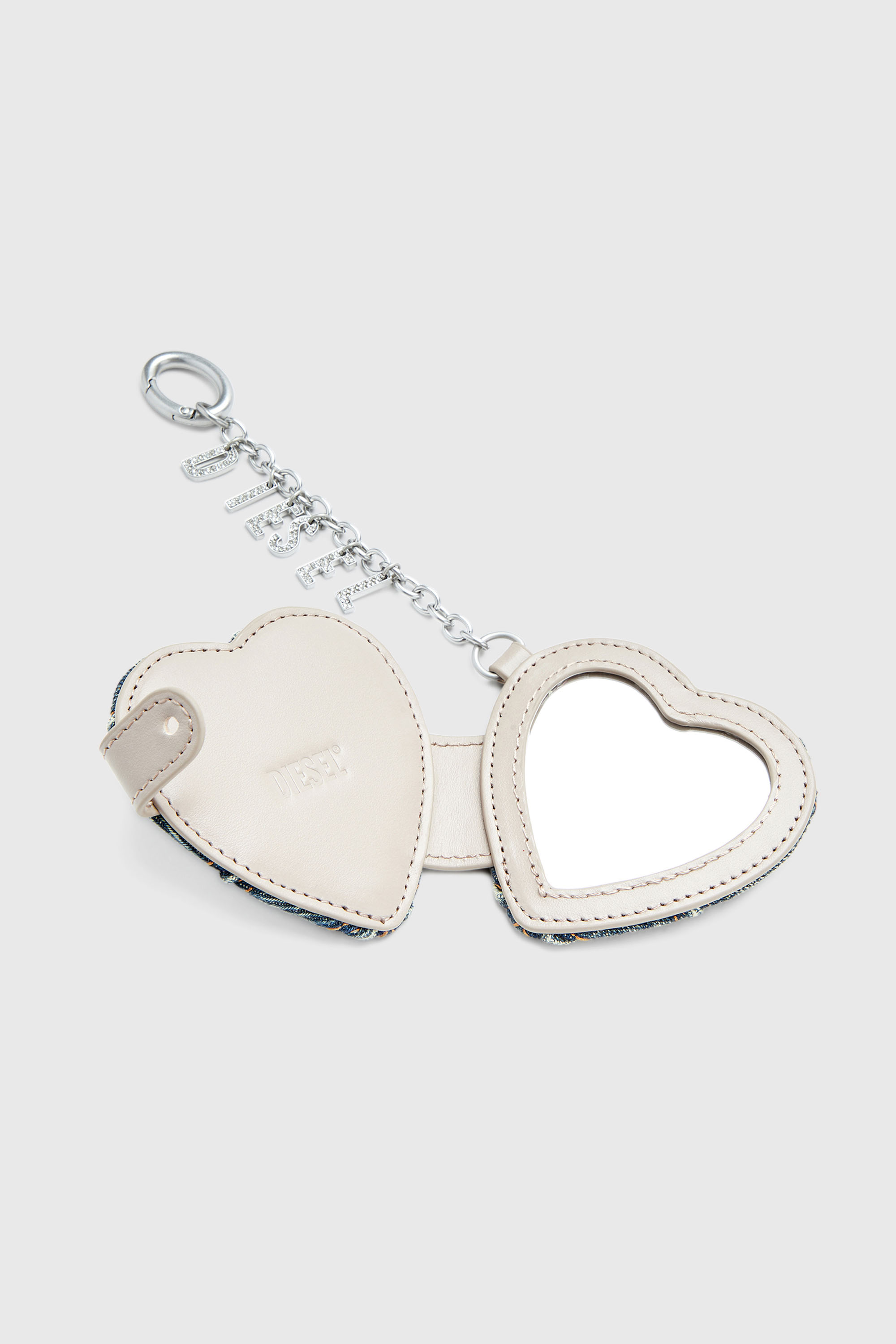 Diesel - CHARM-D MIRROR, Woman's Mirror charm in argyle quilted denim in Silver - 2