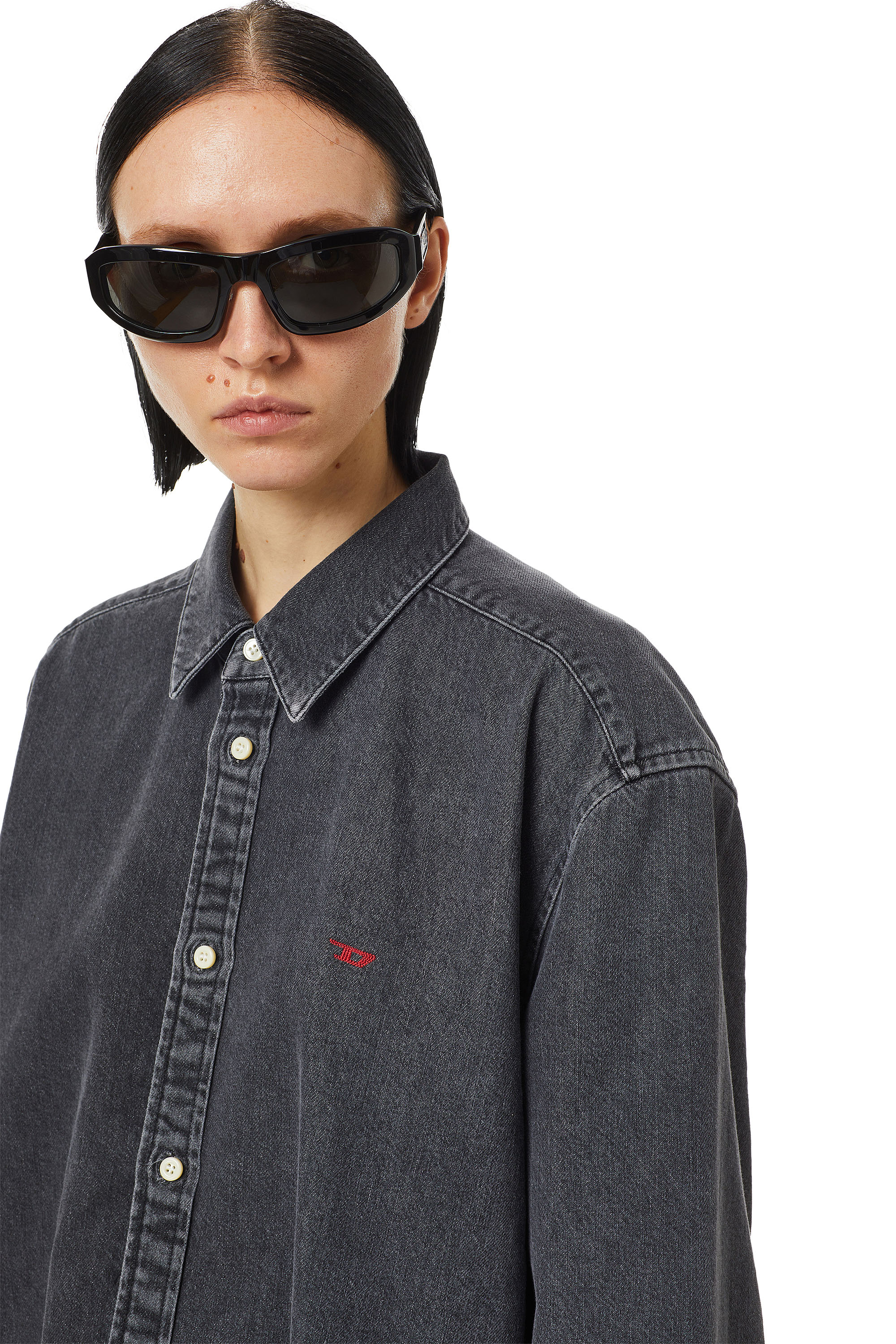 Diesel - DE-BLEX SHIRT DRESS, Black/Dark grey - Image 4